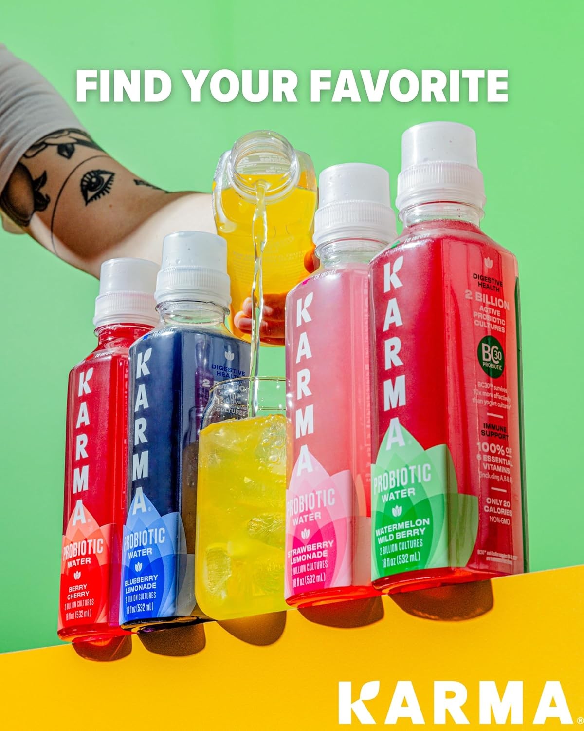 Karma Probiotic Water – 12 Pack, Strawberry Lemonade Drink – Immune & Gut Heal