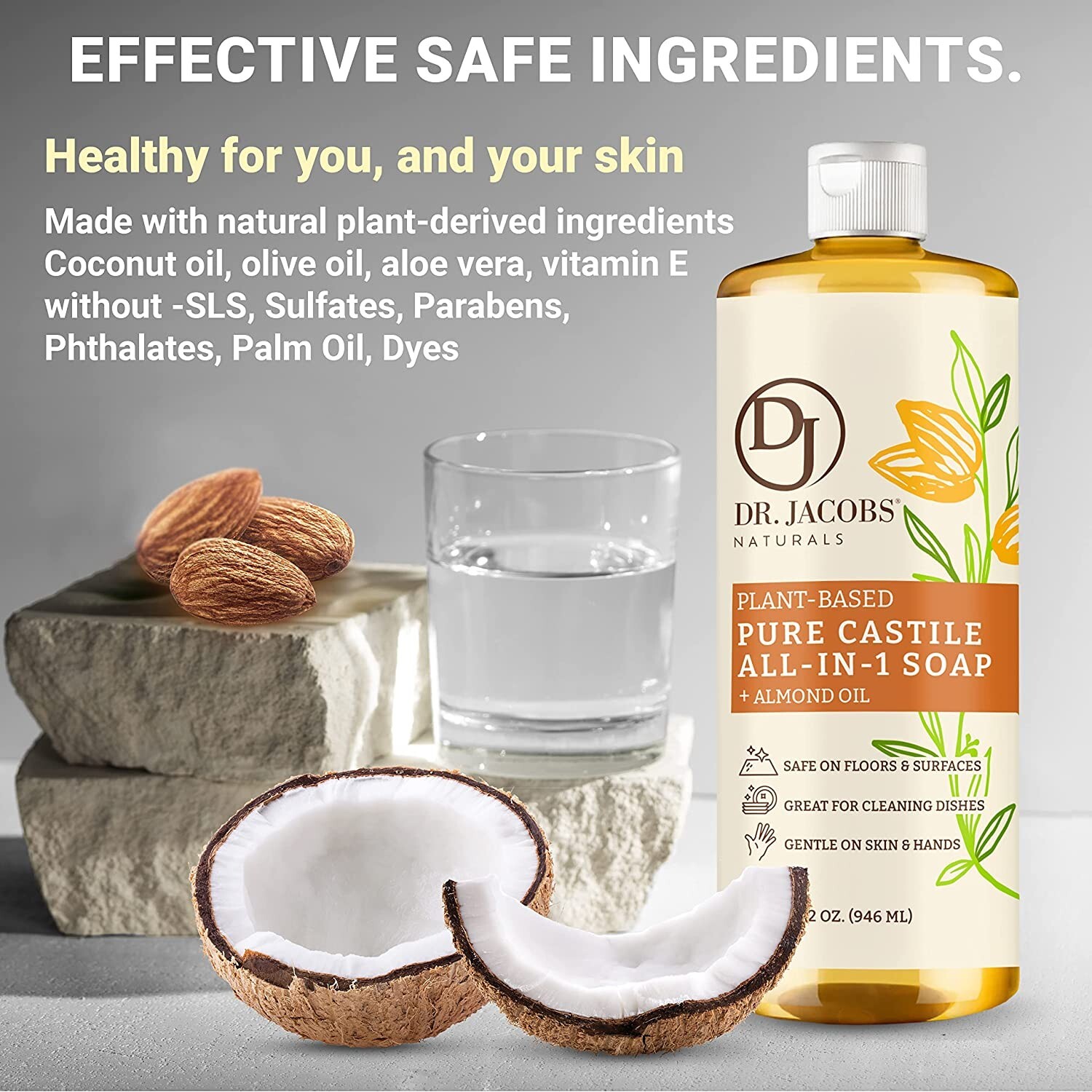 Dr. Jacobs Naturals All-Purpose Castile Cleaner, plant-based (Almond Honey)