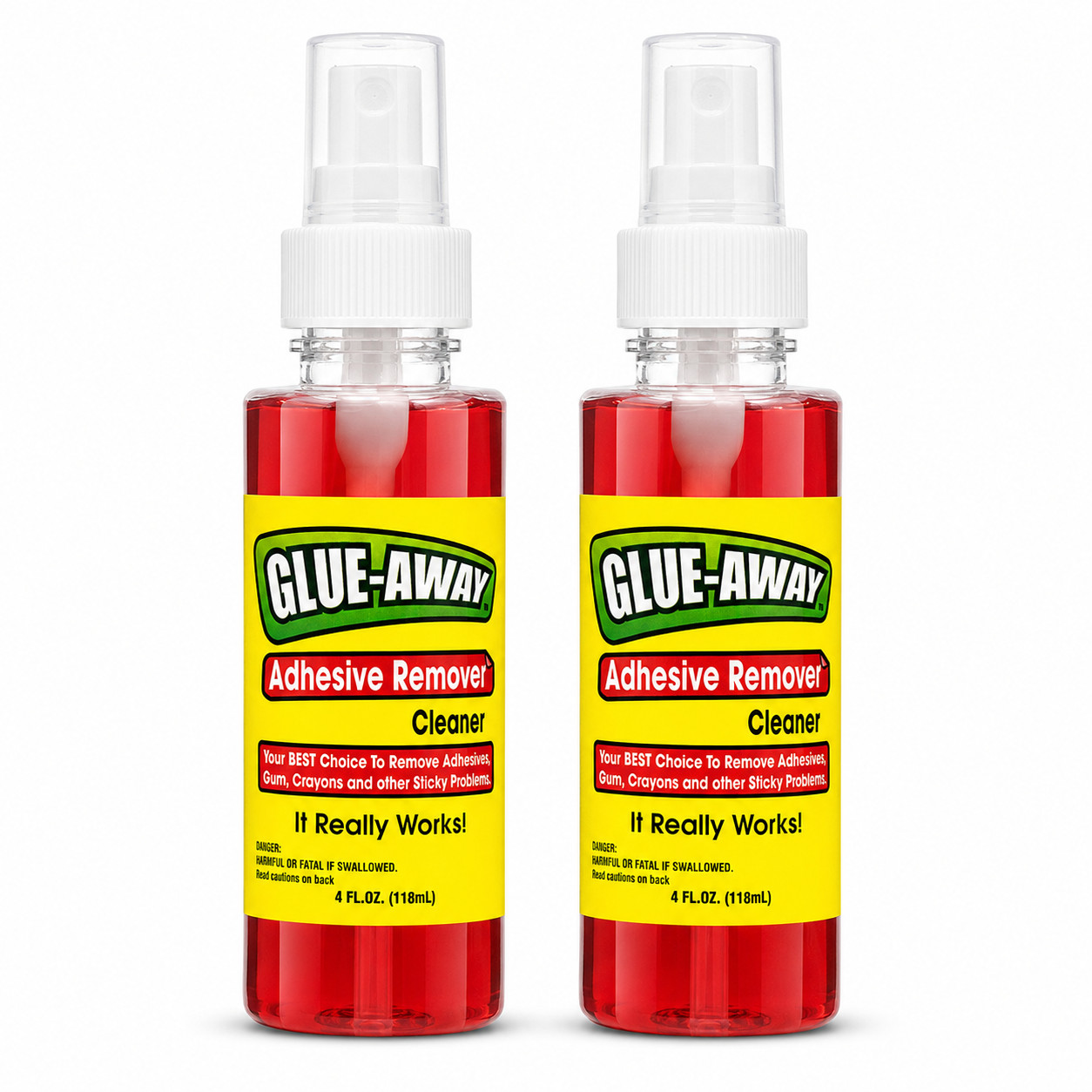 Glue Away Adhesive Remover Cleaner 4 oz x 2 Bottles Gum Glue Sticky Residue