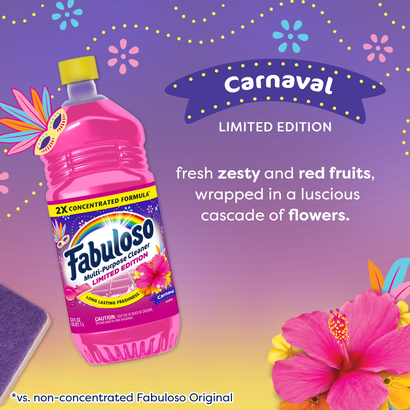 Fabuloso Multi-Purpose Cleaner, 2X Concentrated Formula, Limited Edition, Carnav