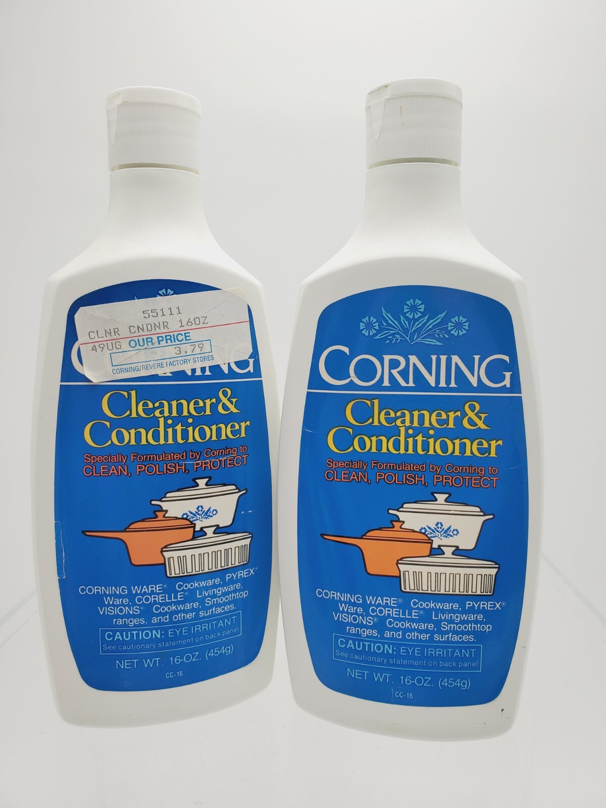 Lot Of 2 Vintage CORNING Cleaner & Conditioner Polish 16oz 75% & Half Full