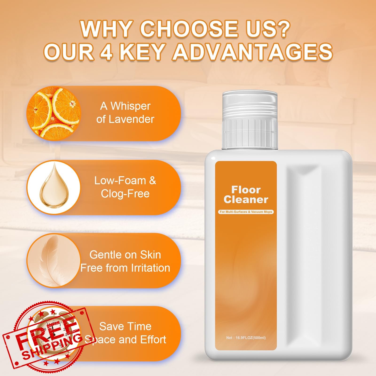 QKLYXEN Floor Cleaner Orange 1L 2 Pack