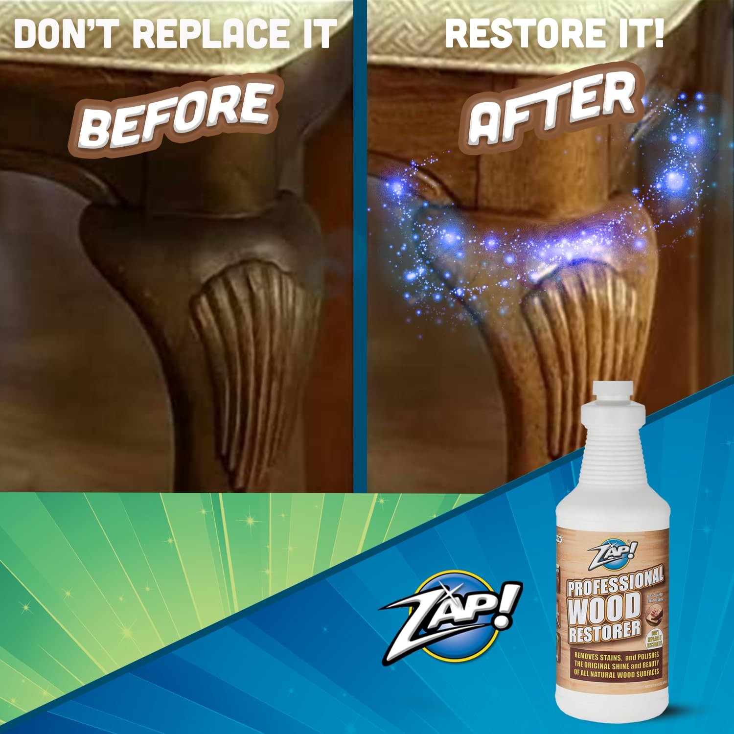 Wood Cleaner and Restorer 32oz Cleans Polishes Cabinets Furniture