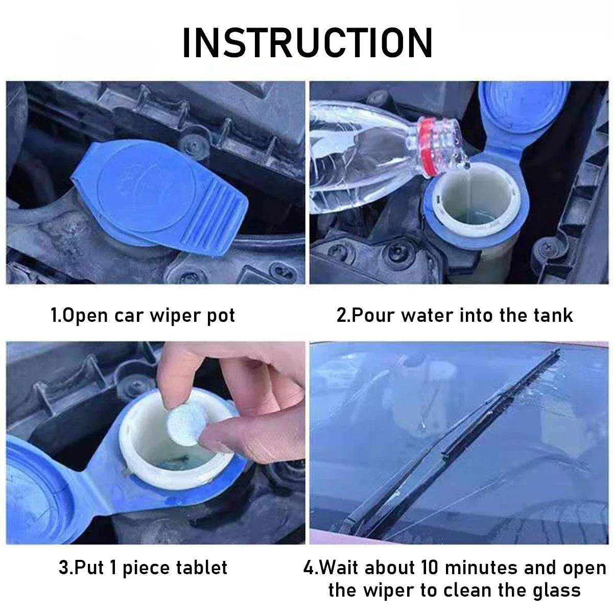 Car Windshield Washer Tablets Concentrated Effervescent Wiper Fluid Glass Cleane