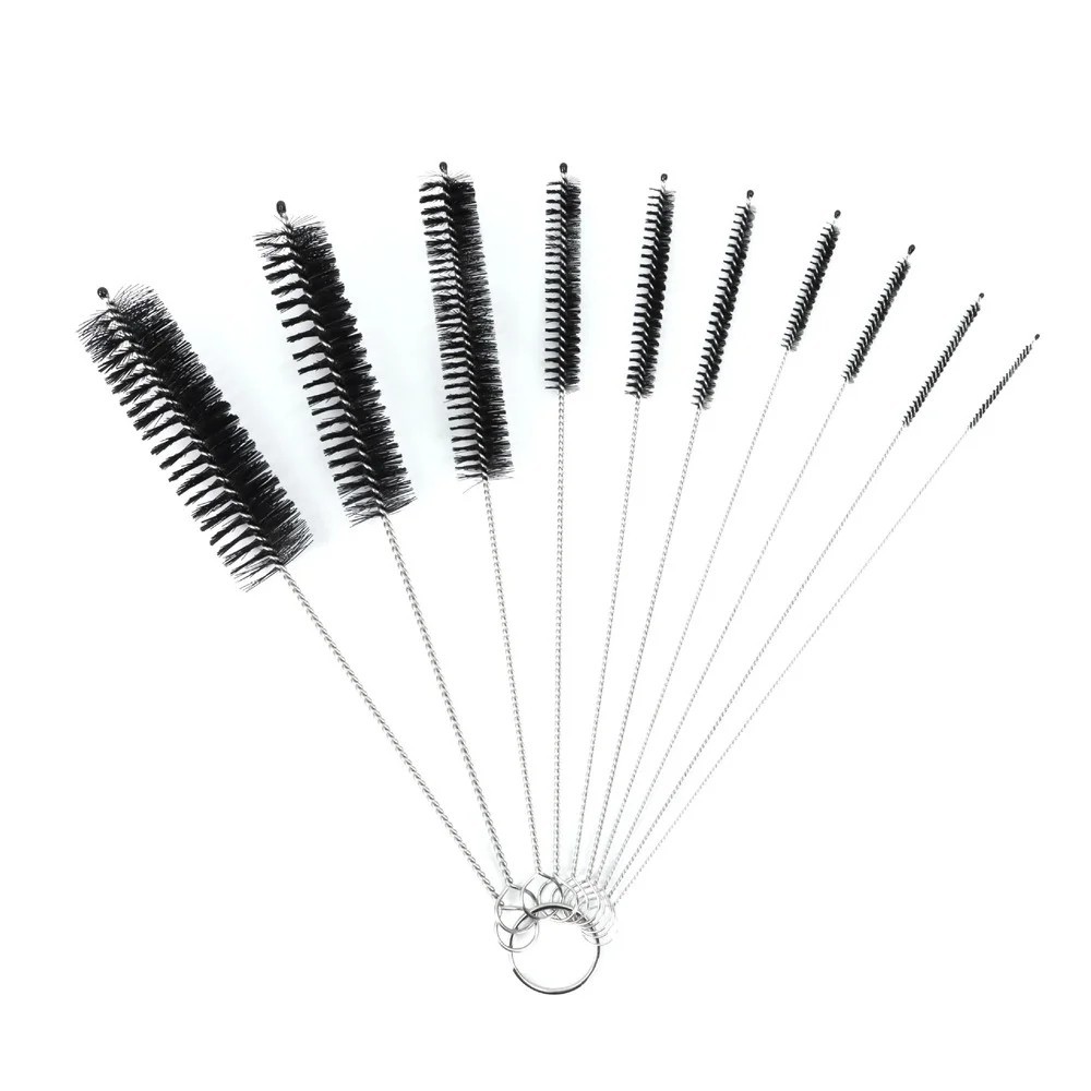 US Nylon Straw Brush Cleaner Bottle Tube Pipe Small Long Cleaning 10Pcs Set