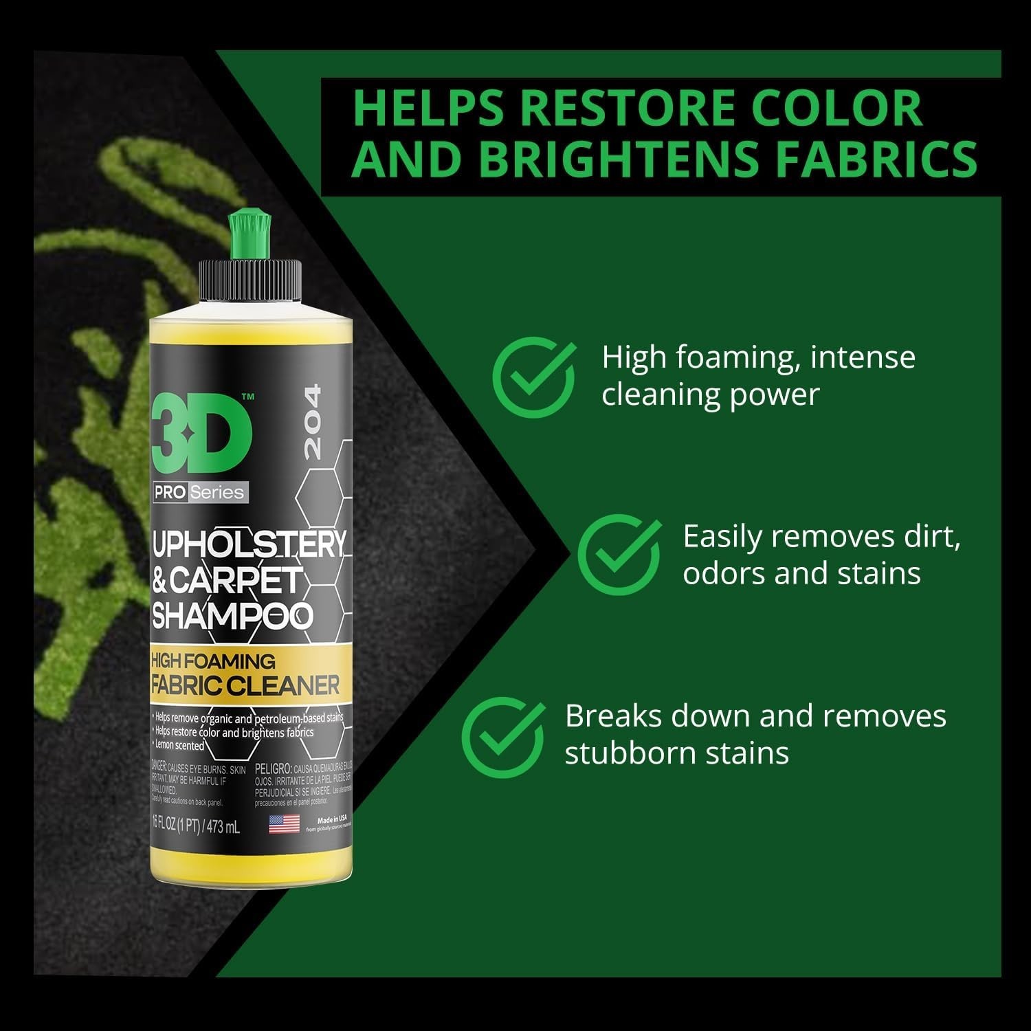 16oz High Foam Upholstery Shampoo – Odor Eliminator with Fresh Lemon Scent