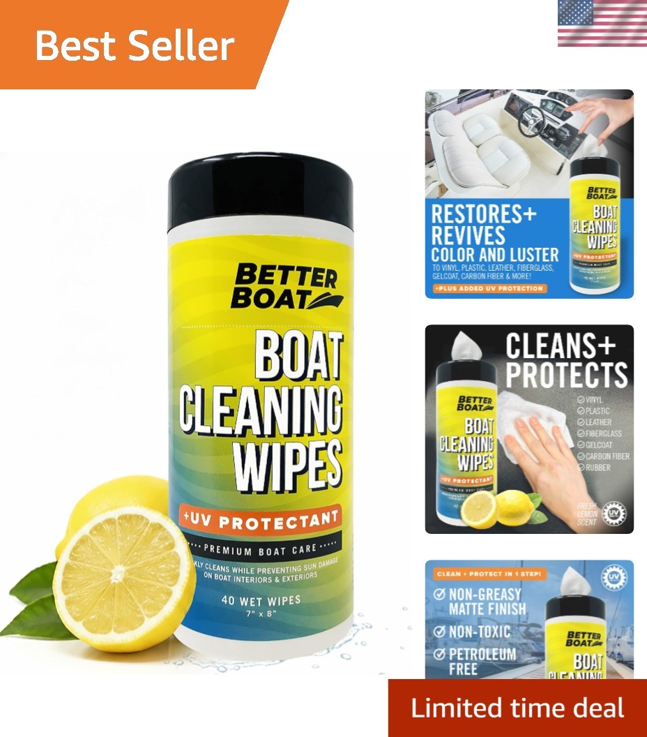 Boat Cleaner Wipes with UV Protection, Marine Vinyl Cleaner and Protectant, f…