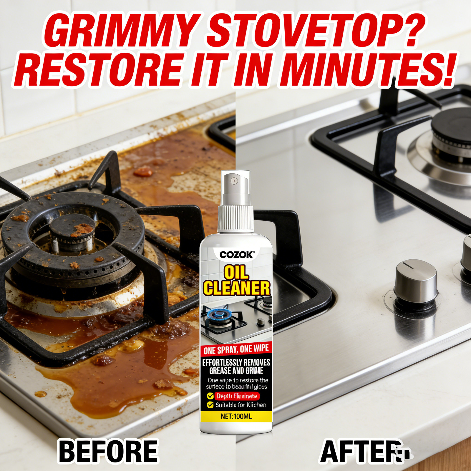 Quick Wipe Kitchen Degreaser – One Spray One Wipe, Restores Shine in Minutes