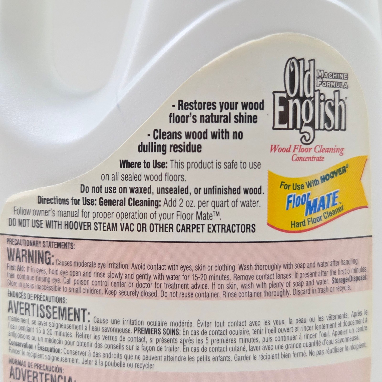 Hoover Old English Wood Floor Cleaning Concentrate FloorMate Cleaner 32oz Sealed