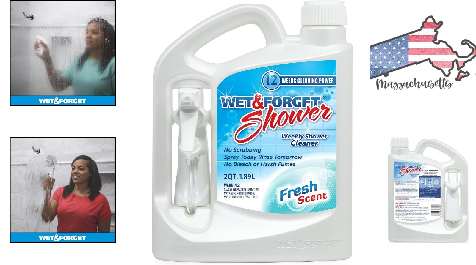 Shower Cleaner – Weekly No Scrub Formula, Fresh Scent, 64oz – Removes Soap Scum
