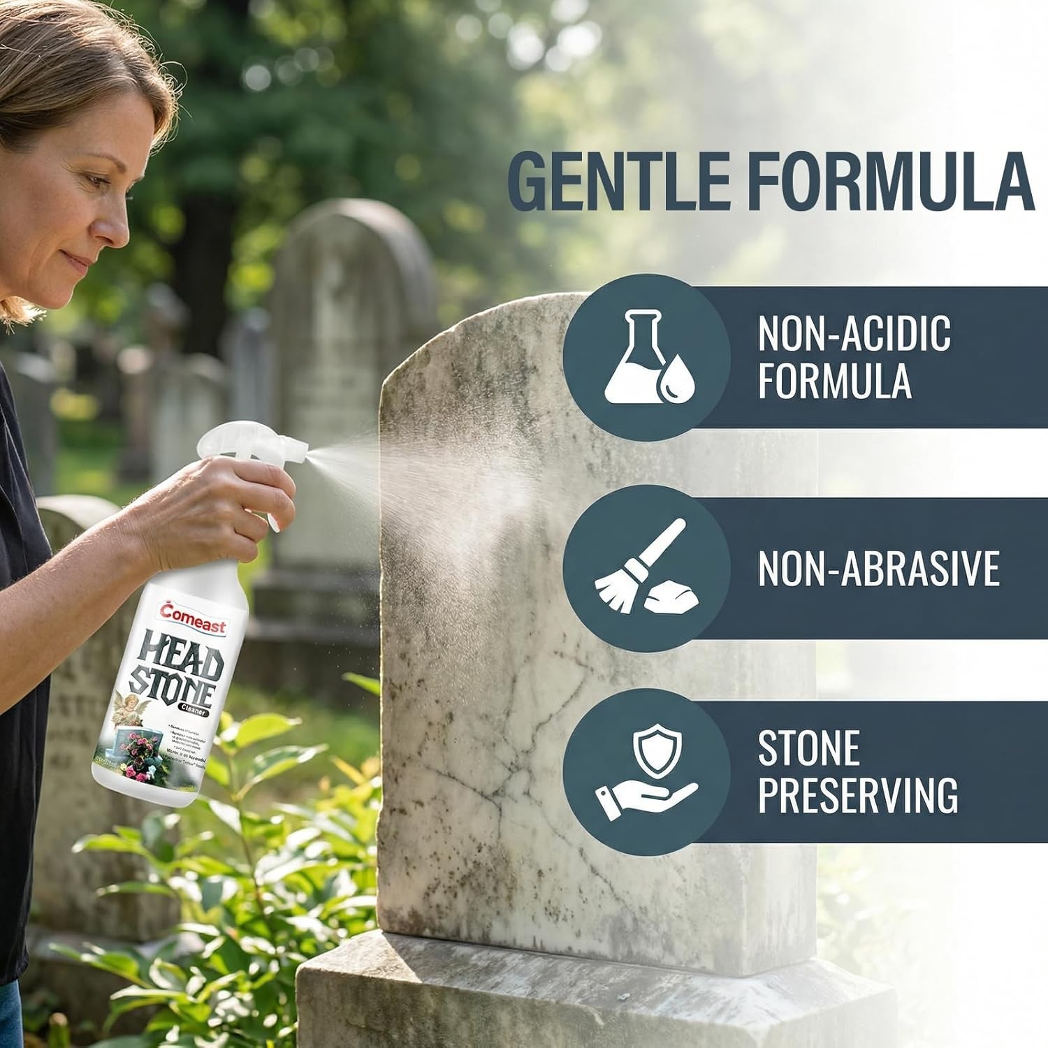 Headstone Cleaner for Graves Compatibility with Cemetery Memorials 8.45 Fl Oz