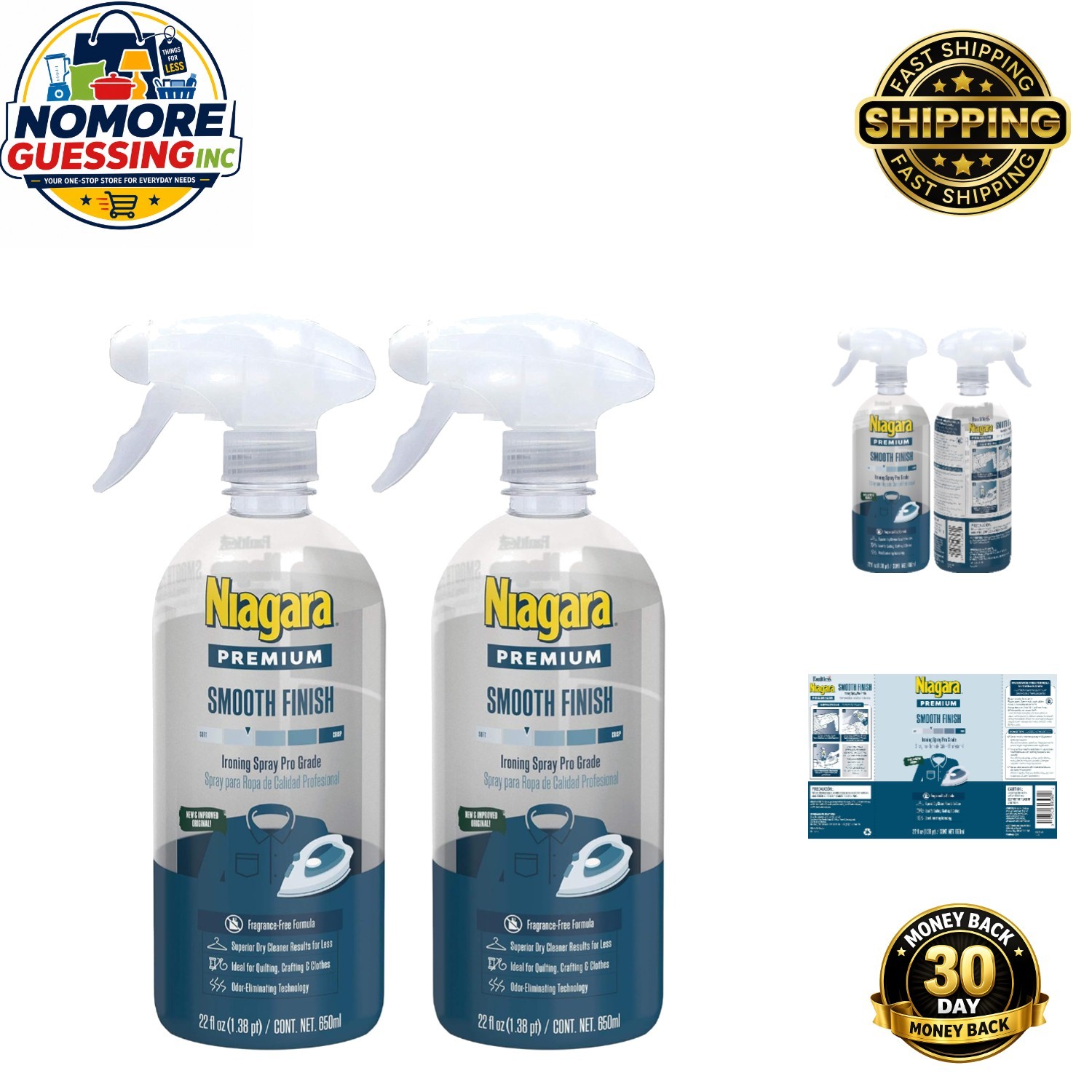 Deluxe 22 Oz Non-Aerosol Spray Starch 2 Pack – Eco-Friendly Ironing Solution