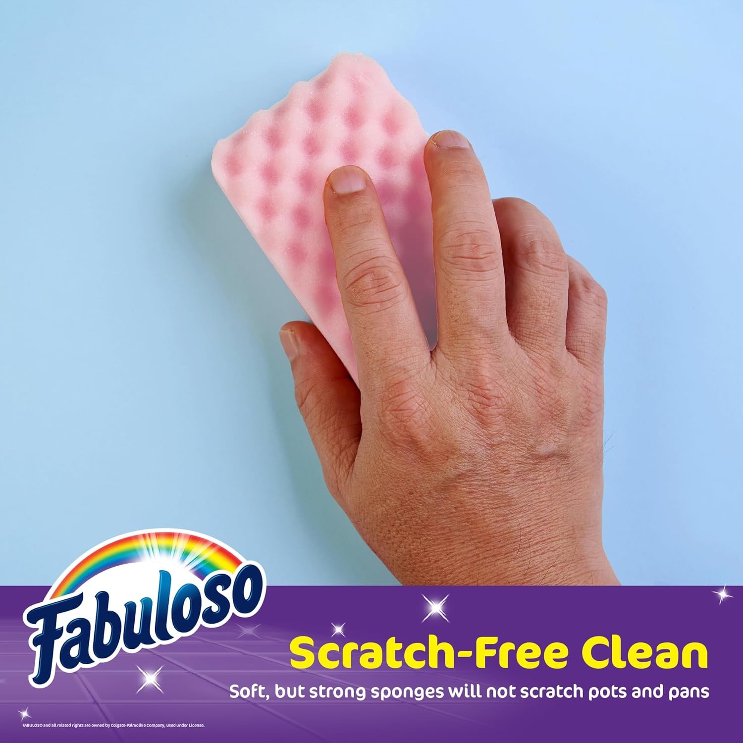Scratch-Kitchen Dish Sponges, Purple Cellulose Scrubber Sponge with Scouring Pad