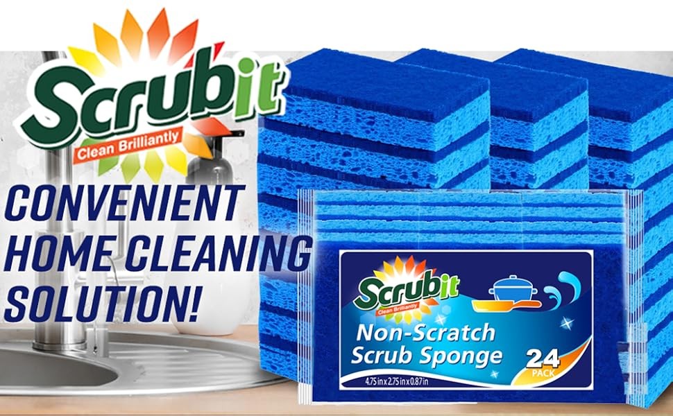 Scrubit Non-Scratch Cleaning Scrub Sponges- Scrubbing Dish Sponge Ideal for
