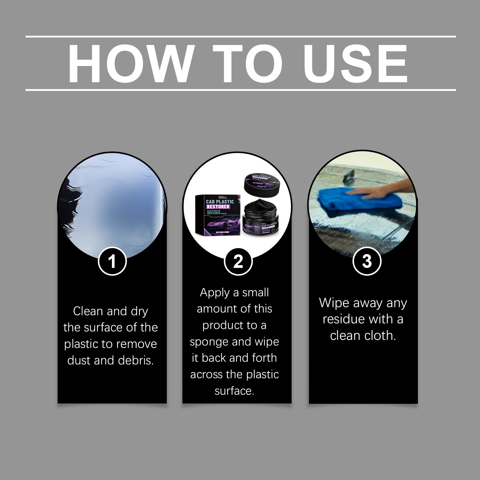 Plastic Restorer For Cars,Scratch Repair/Cleaner,Restore Faded Plastic Surfaces