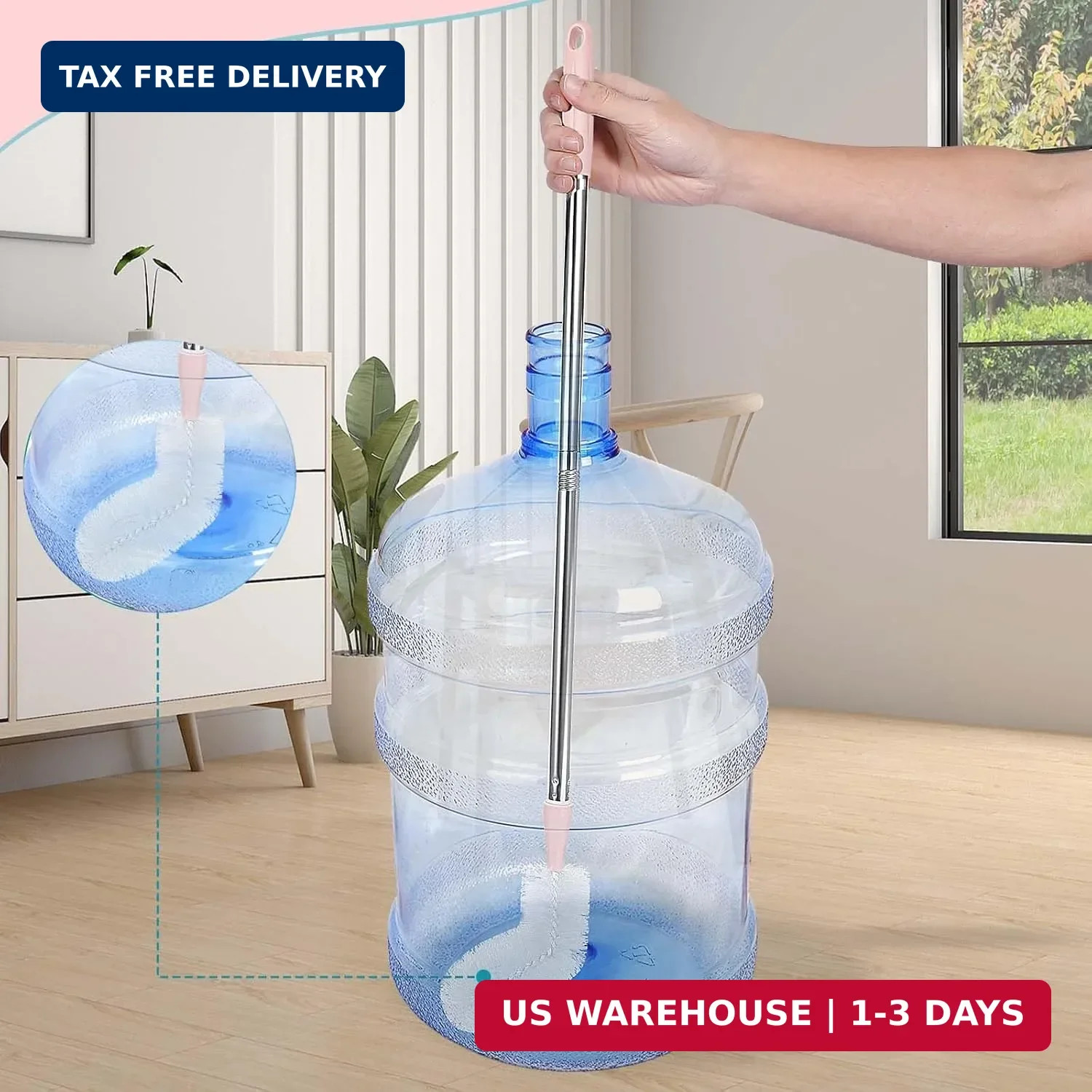 2 Pack 5 Gallon Water Jug Cleaning Brush Long Bottle Carboy Cleaner