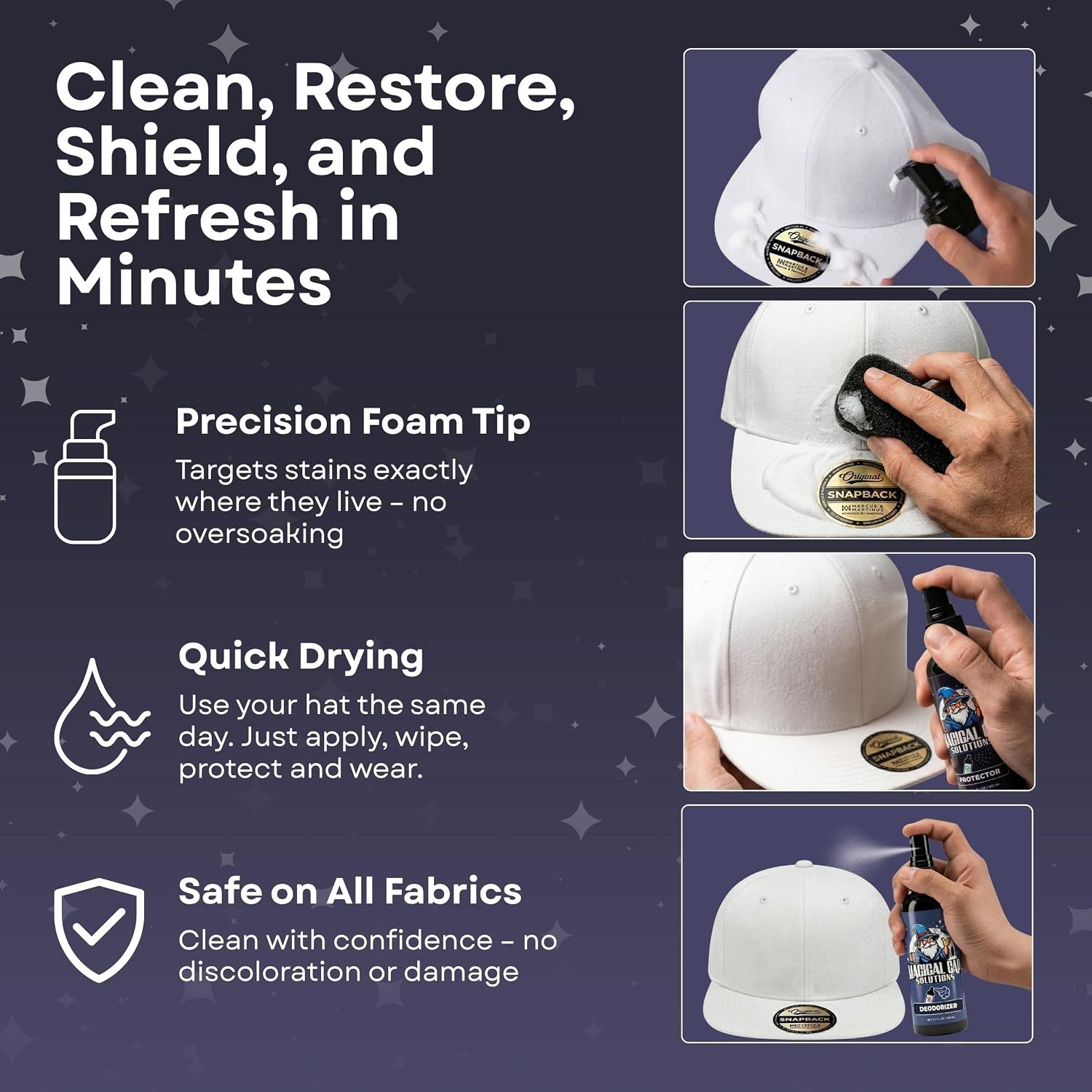 Complete Hat Cleaning Kit with Foam Cleaner Brush & Protector for Baseball Caps