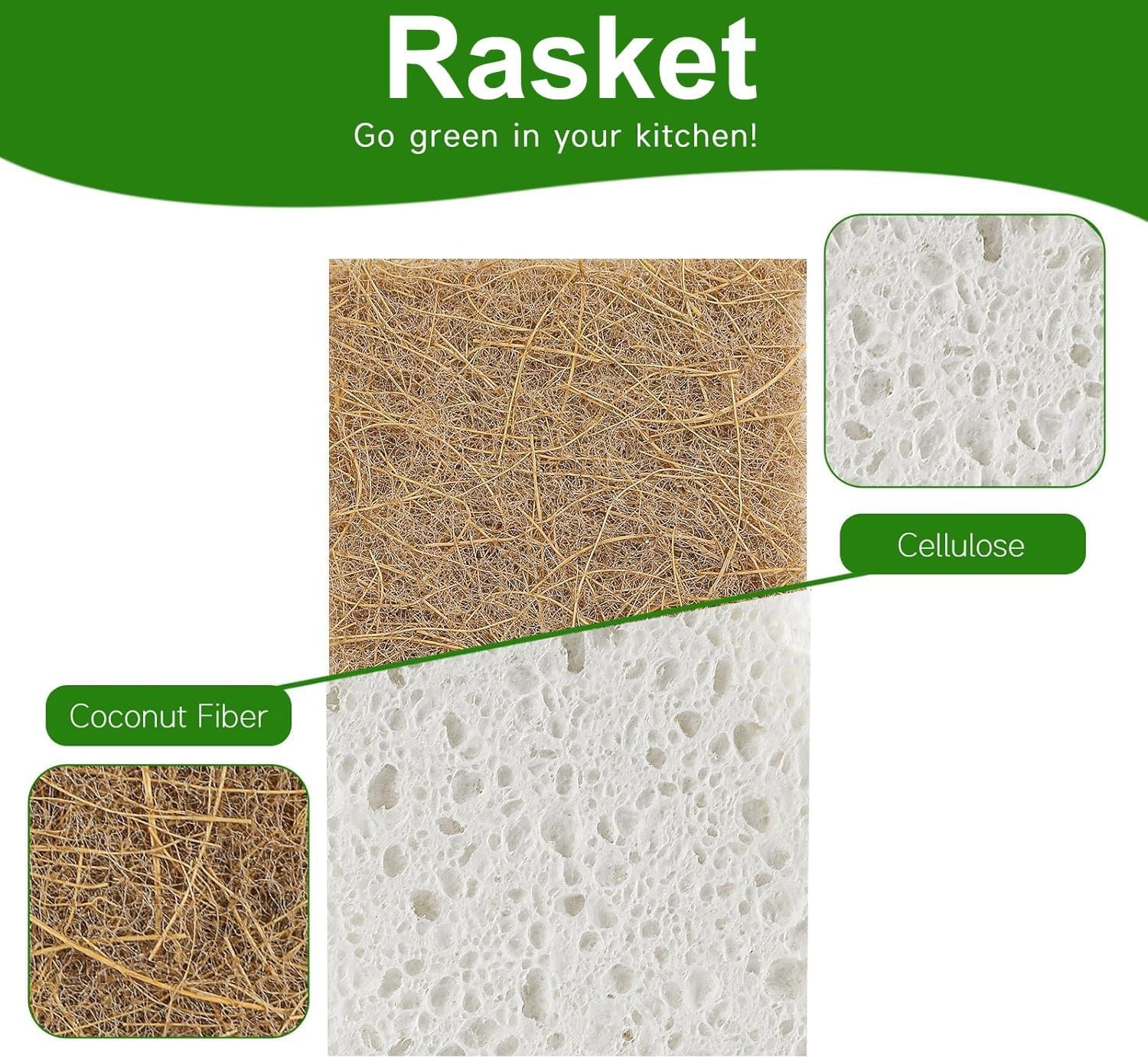 10 Pack Biodegradable Natural Sponges Kitchen – Compostable Cellulose and