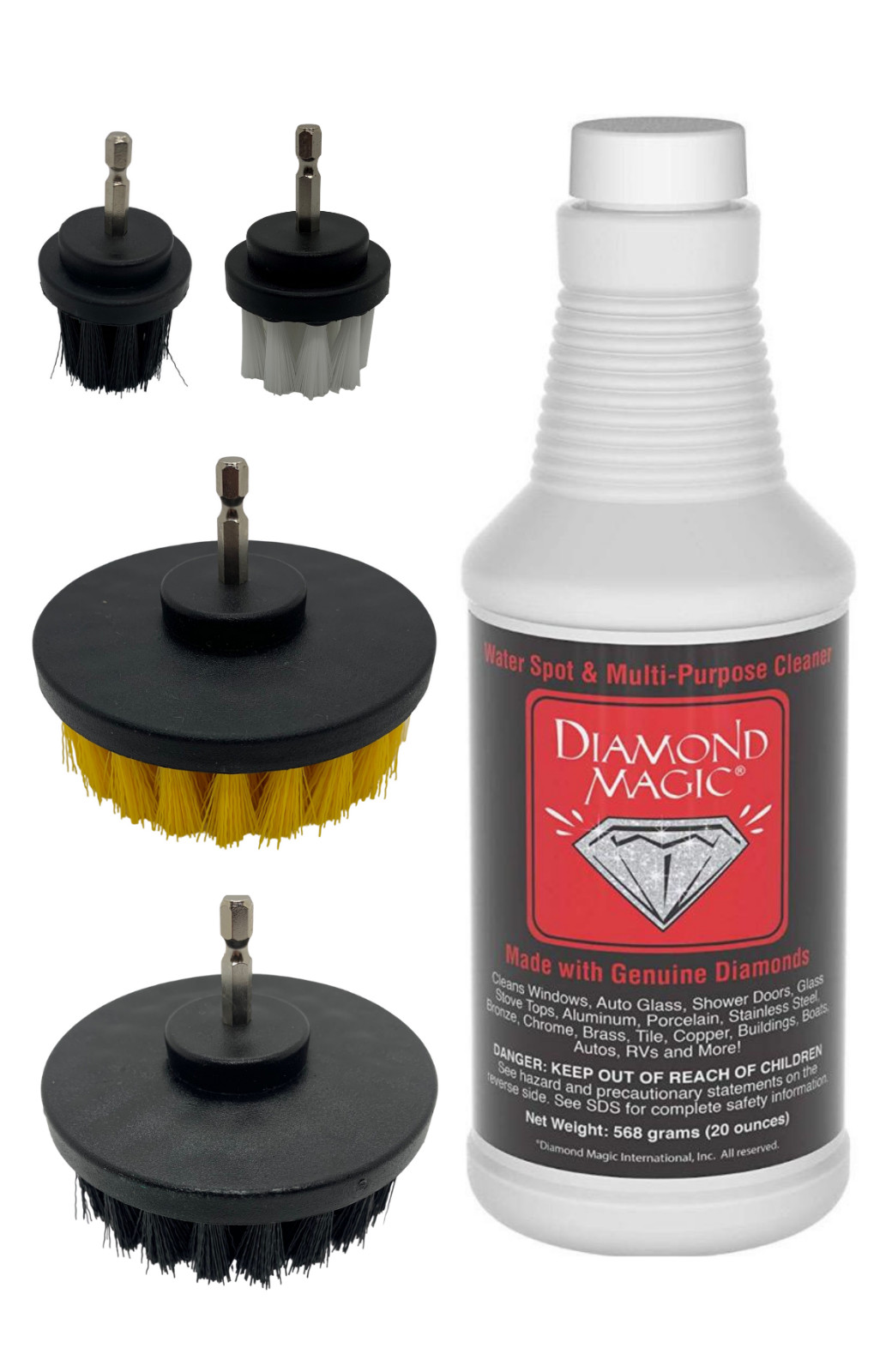 Diamond Magic Combo Pack – 20oz Diamond Magic & 4-pc. Drill Brush Set Hard Water