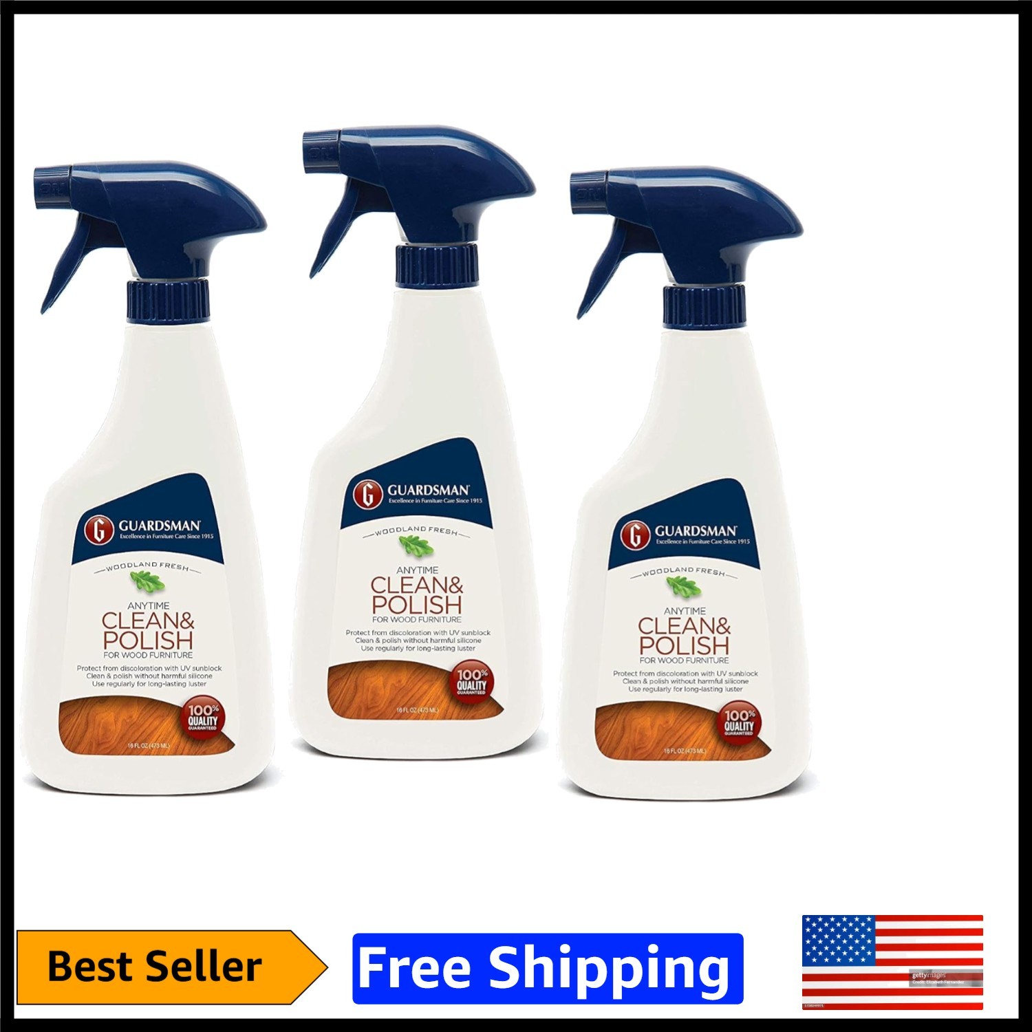 Revitalizing Wood Polish & Cleaner in Fresh Woodland Scent – 16oz Spray, 3 Pack