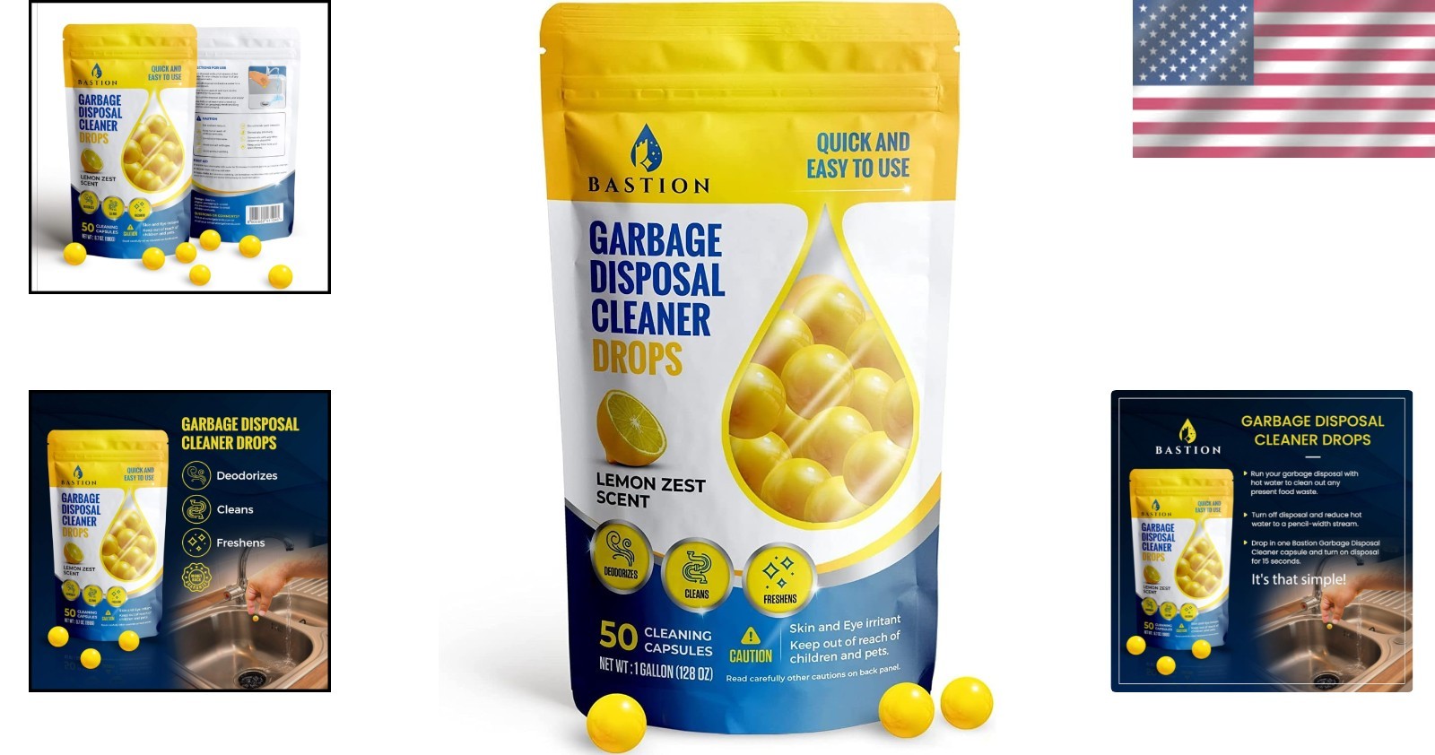 Powerful 50-Count Kitchen Sink Freshener – Lemon Scented Disposal Cleaner Pods