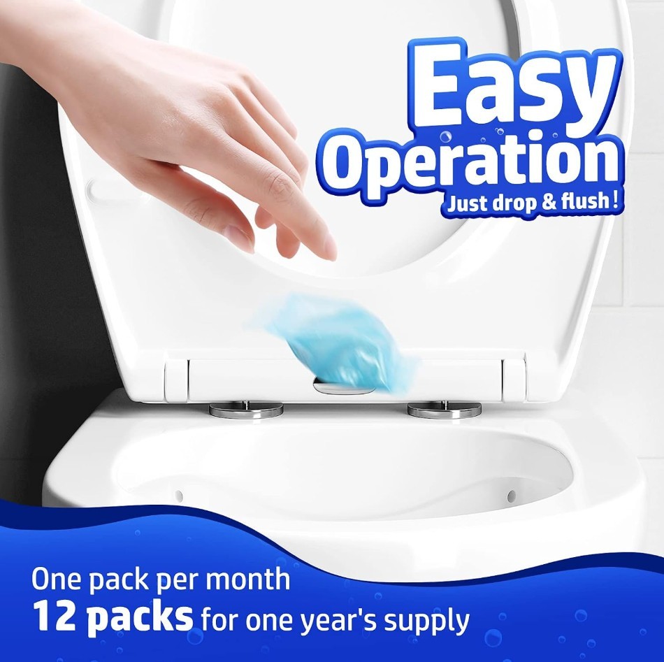 Septic Tank Treatment 12 Pcs for 1 Year Supply Dissolvable Packs Easy Operation