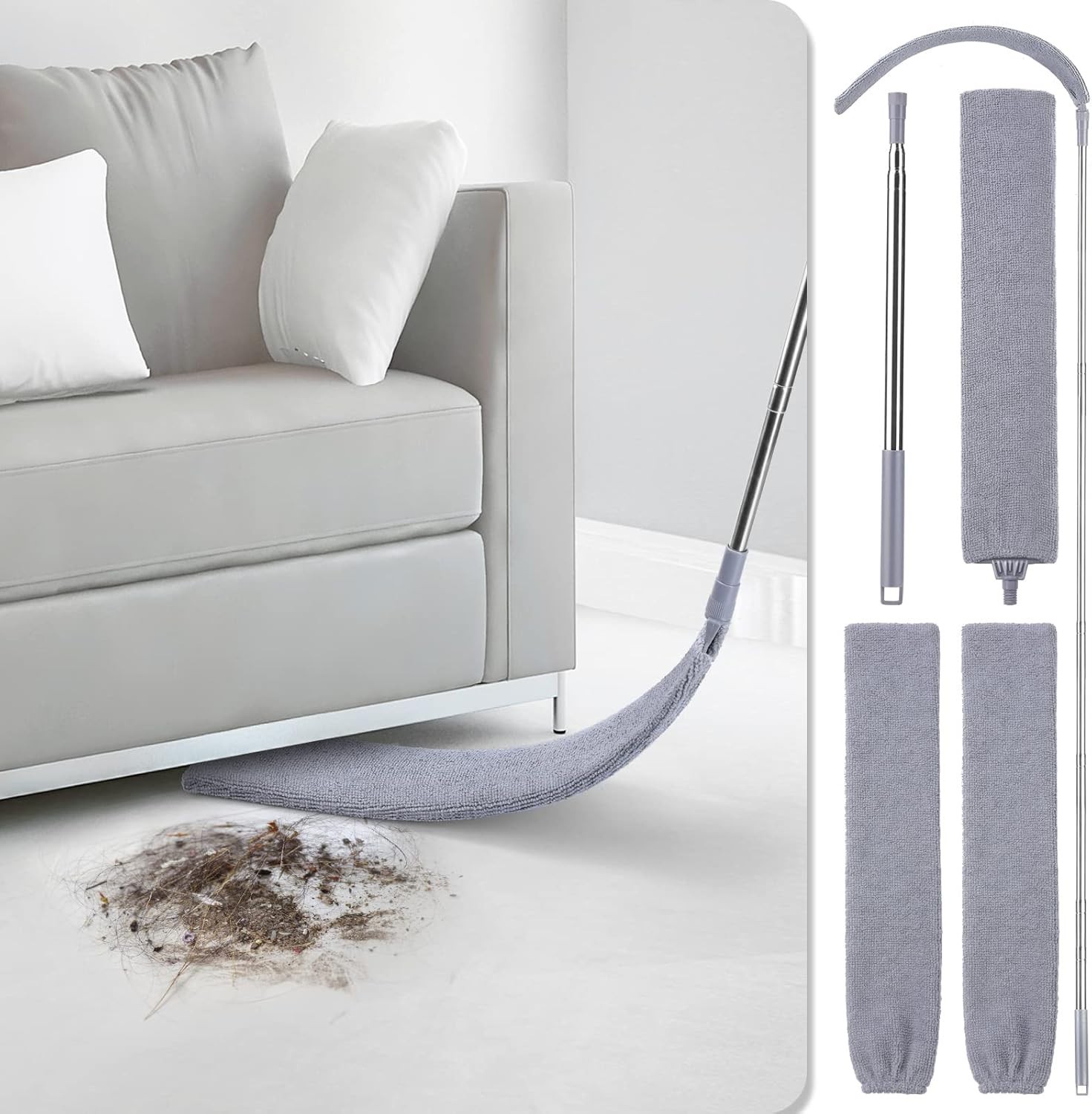 Retractable Gap Dust Cleaner with 3 Microfiber Dusting Cloths & 30-100 inch E…