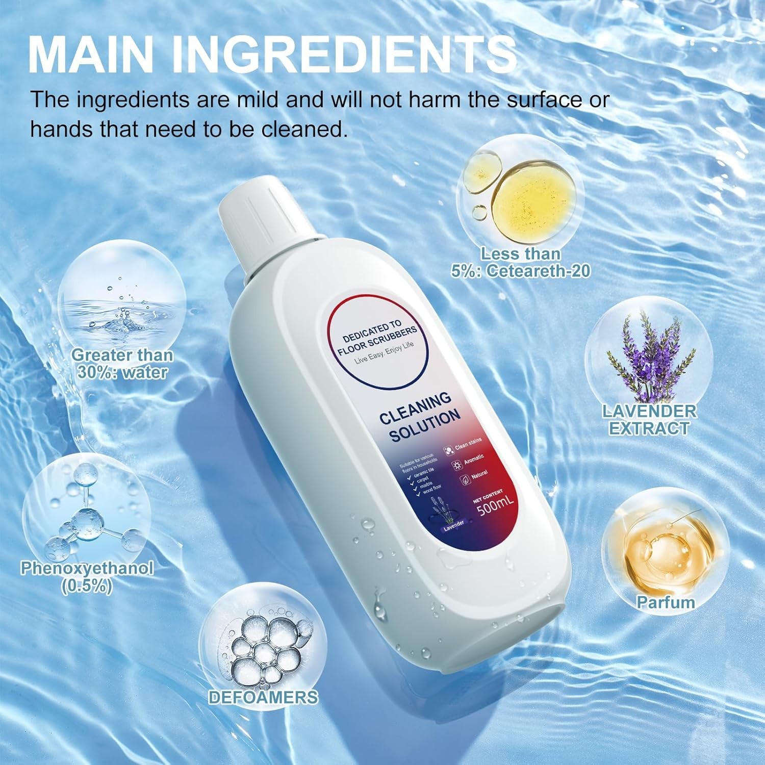 Floor Cleaner 1000ml Lavender Scent Compatible with Tineco Cleaning Solution