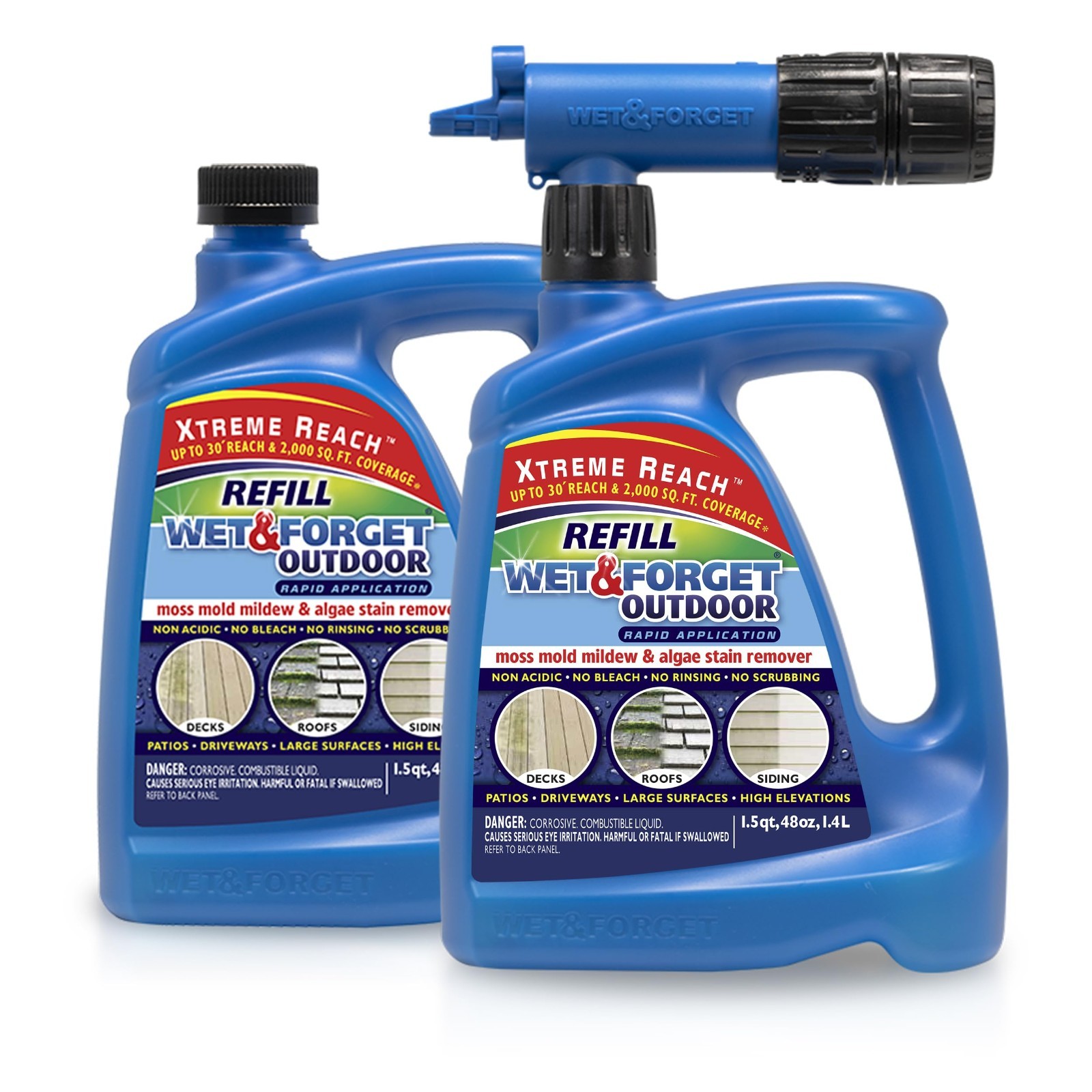 Outdoor Stain Remover Multi-Surface Cleaner, Xtreme Reach Hose End, 48 oz, Refil