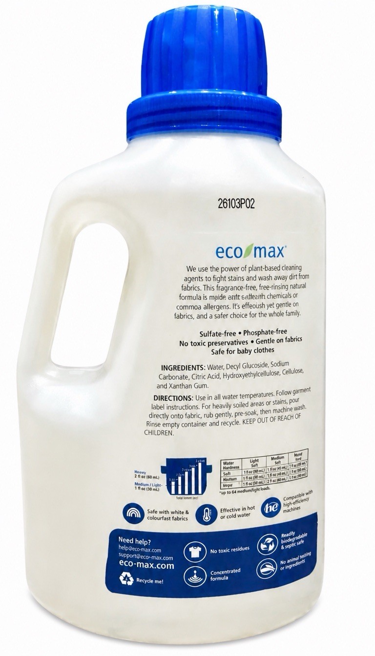 Eco Max Laundry Liquid Fragrance-Free 64 Fluid ounces 1 Bottle