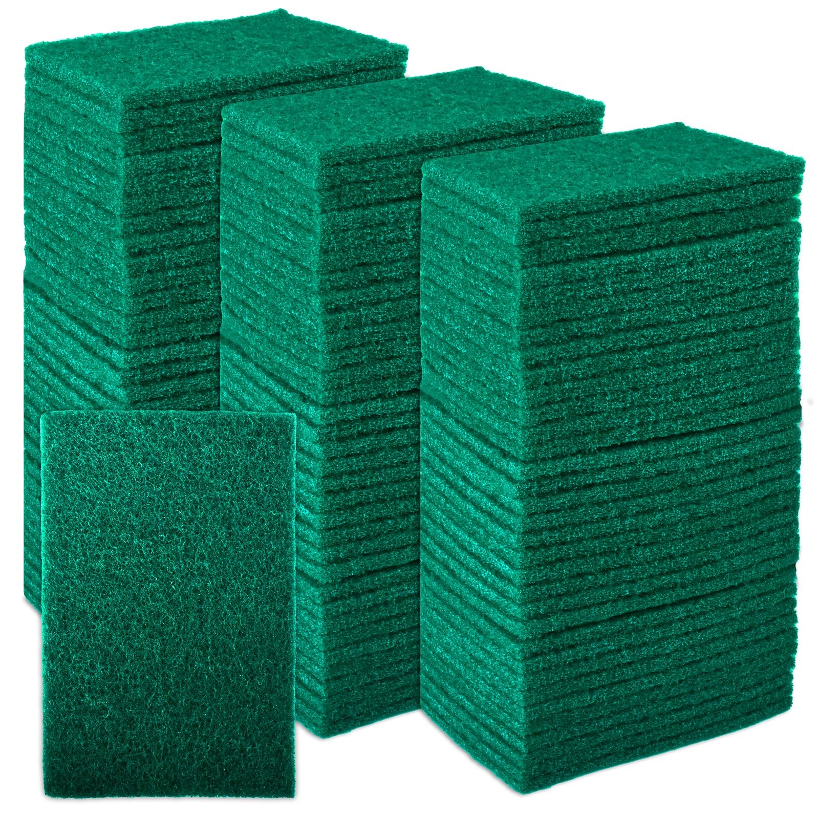 100 PCS Scouring Pad Reusable Household Green Scrubbing Pads for Cleaning, Mu…