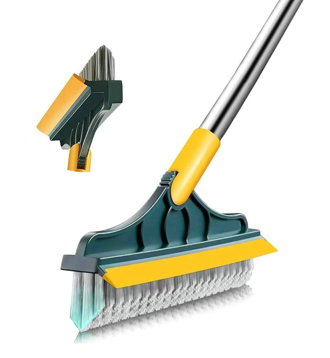 Rotating Tile Scrub Brush, 120° Angle, Bathroom Kitchen Cleaner, Squeegee, Green