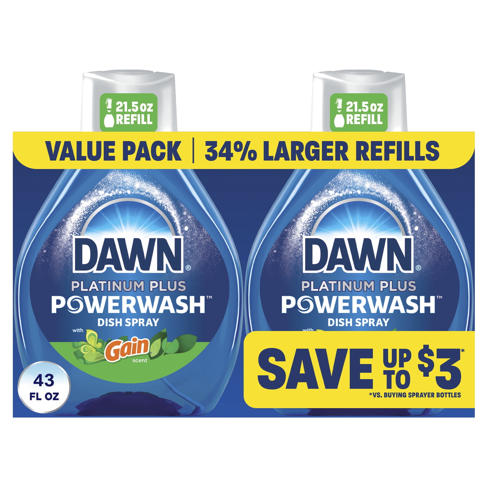 Dawn Powerwash Gain Original Scent Spray Refill, 2 Refills, 21.5 fl oz ea.USA