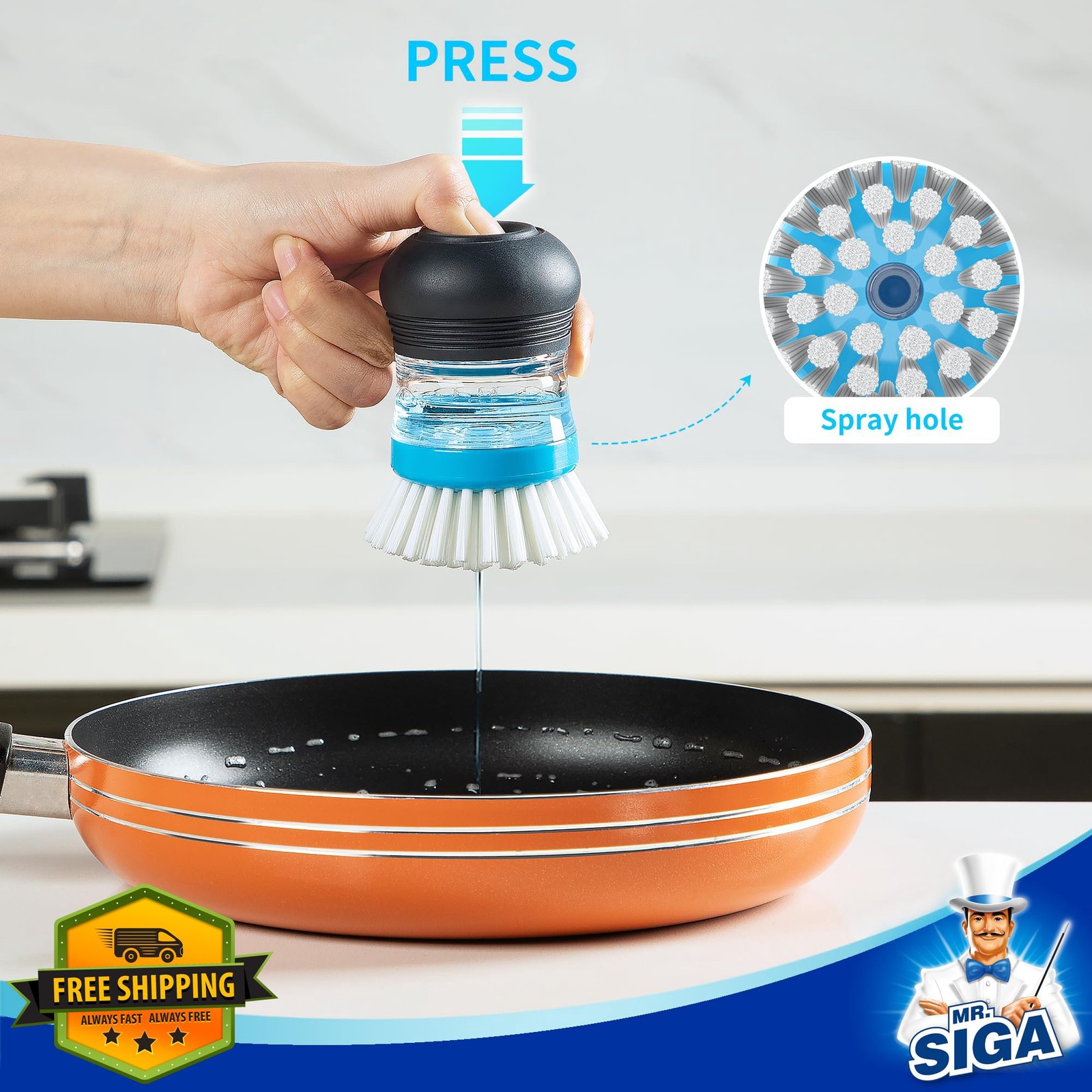 MR.SIGA Soap Dispensing Brush Navy