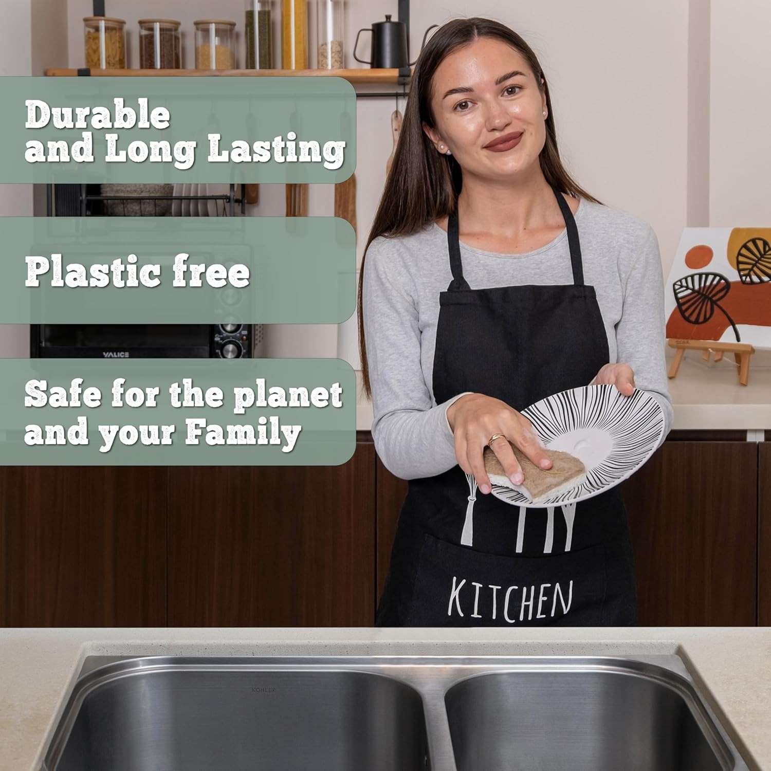 Natural Kitchen Sponge – Biodegradable Compostable Plant Based Coconut Scrubber