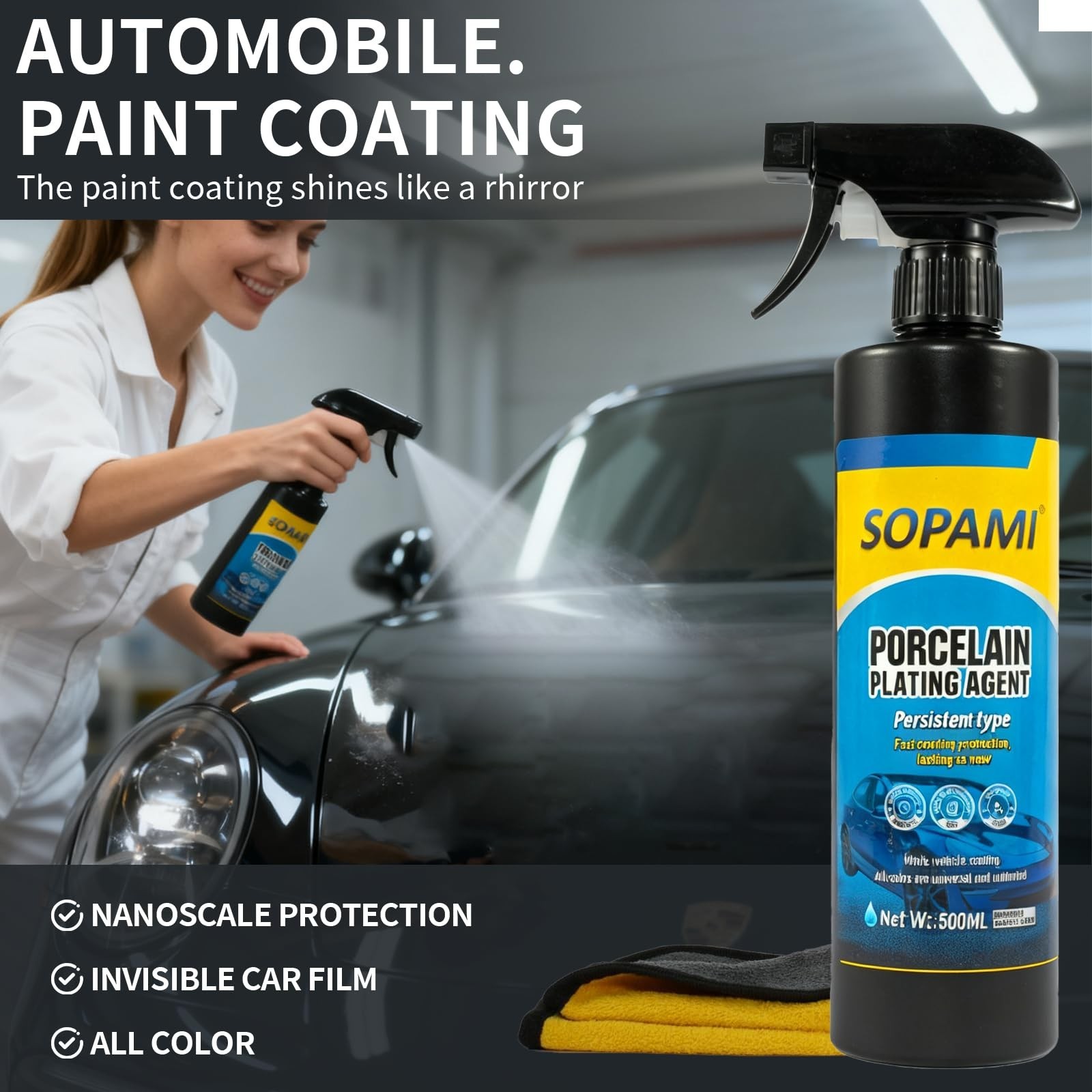 Sopami Car Coating Spray, 3-in-1 Ceramic Paint Sealant Car Wax, Maximum Gloss…