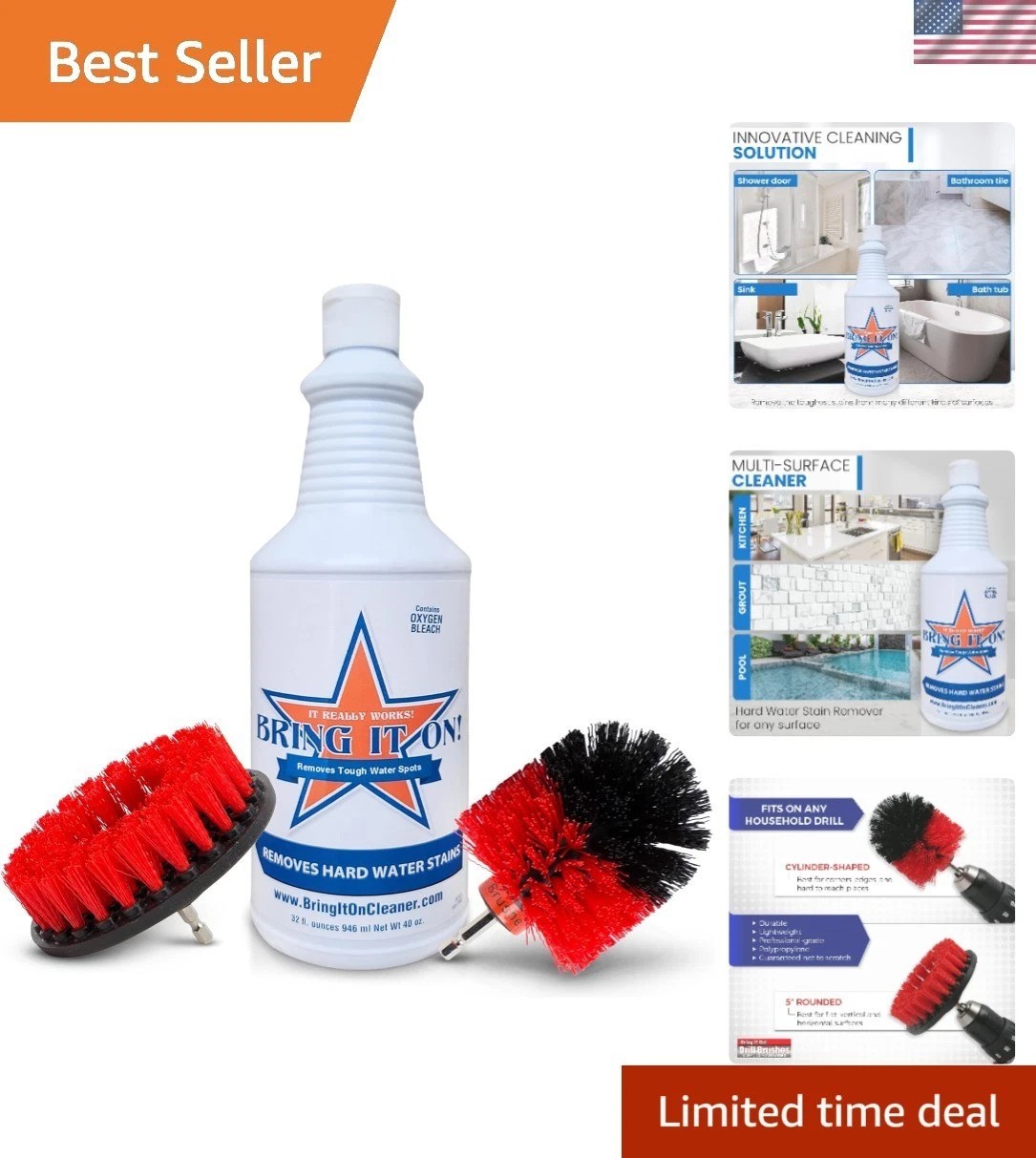 Transform Your Cleaning Routine: Hard Water Remover Plus Drill Brush Attachments