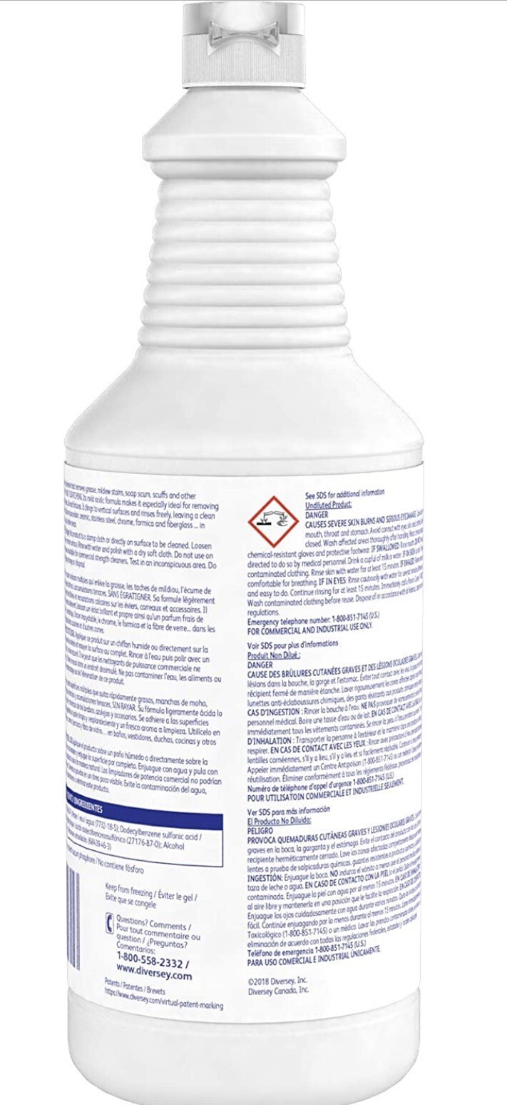 Diversey Kitchen Bath Multi-Surface Creme Cleanser Fresh Scent Squeeze Bottle