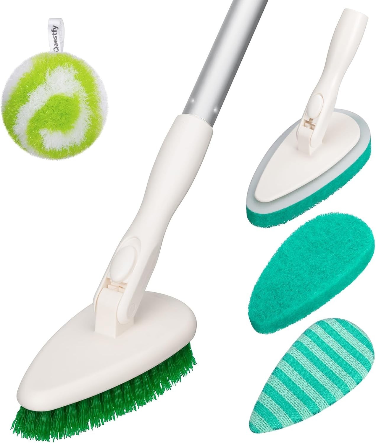 4-in-1 Tub and Tile Shower Scrubber, 51” Bathtub Cleaning Brush with Long Ha…