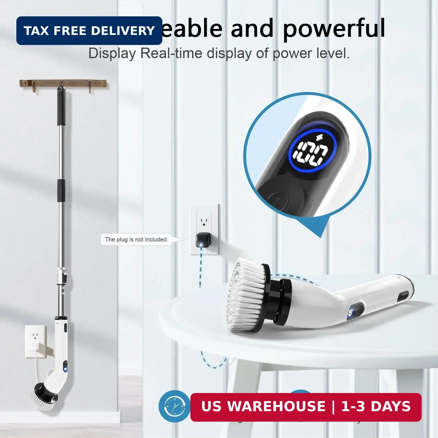 TUYU Electric Spin Scrubber,IPX7 Full-Body Waterproof Cordless Cleaning Tool, LC