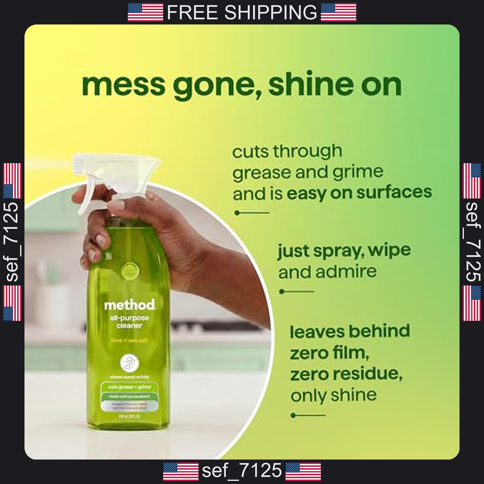 Method All-Purpose Cleaner Spray, Lime + Sea Salt, Perfect for Most Counters,