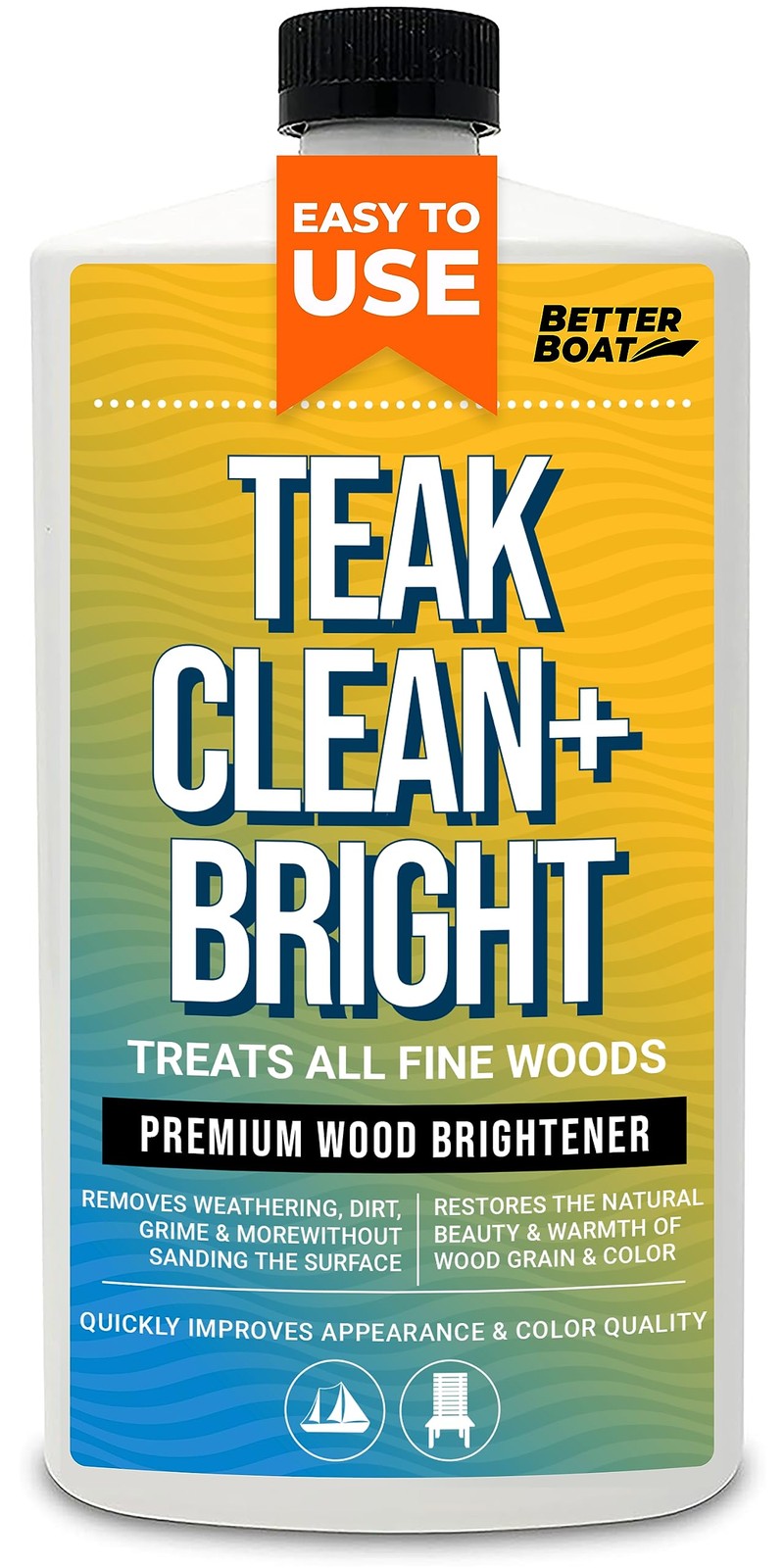 Better Boat Teak Cleaner and Brightener for Wood, Prepares for Teak Oil or Se…