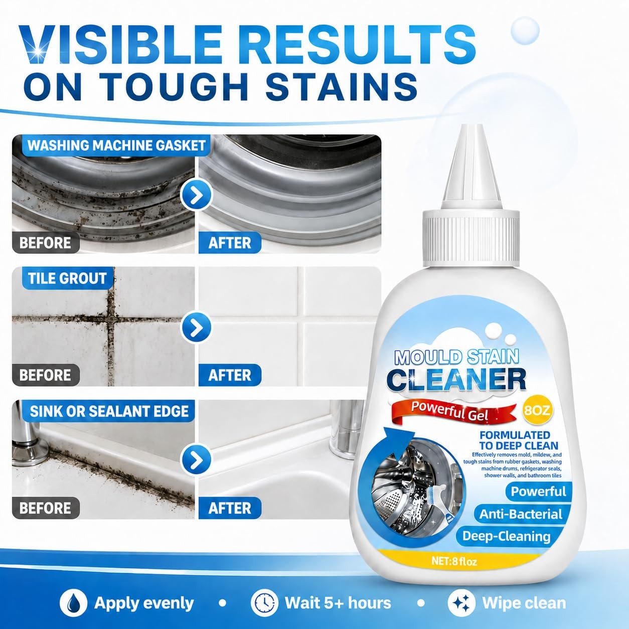 Housemold Stain Remover Gel for Washing Machine & Bathroom – Low Odor Remover…