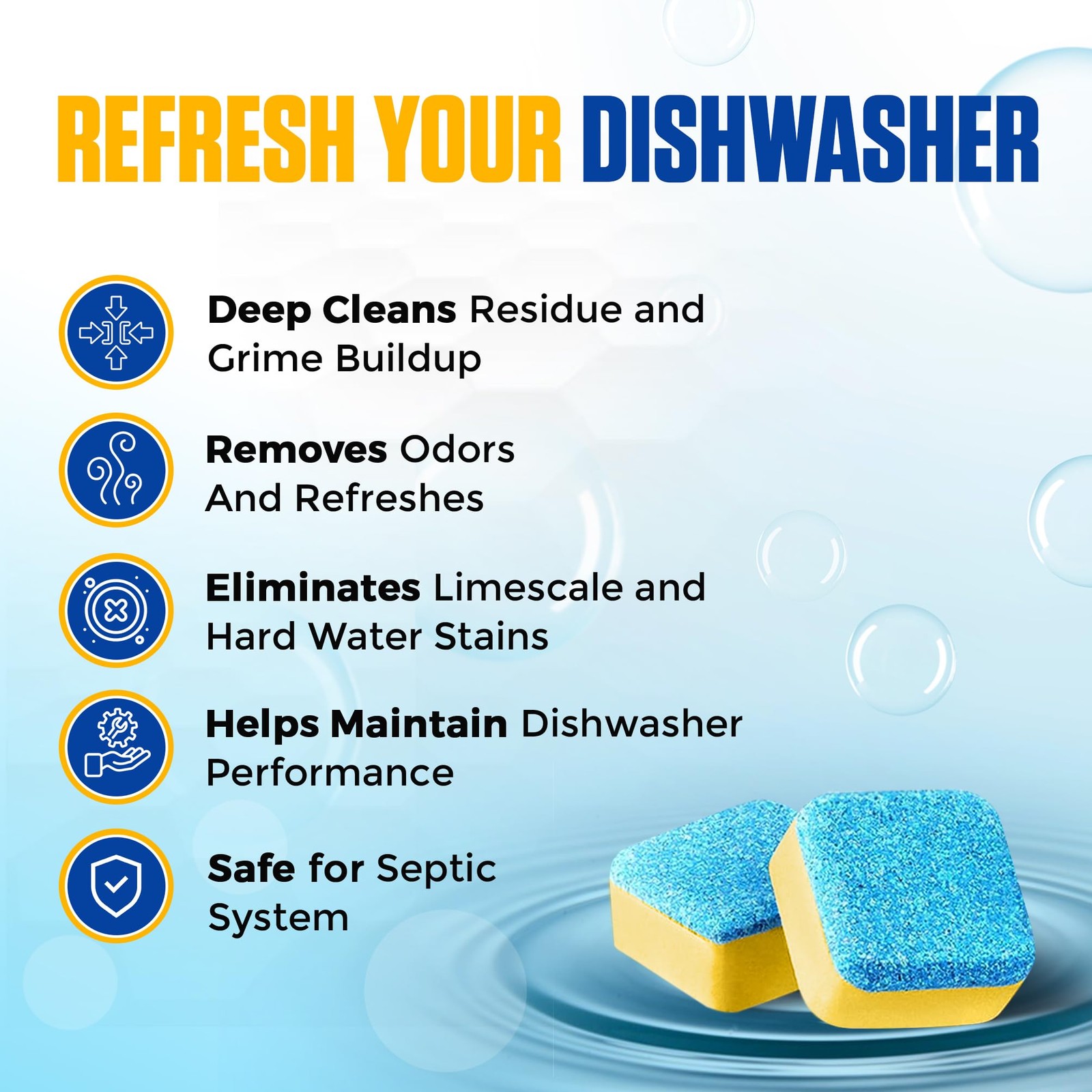 Dishwasher Cleaner Tablets Heavy Duty Descaler Lemon Scent 24 Count Deep Clean M