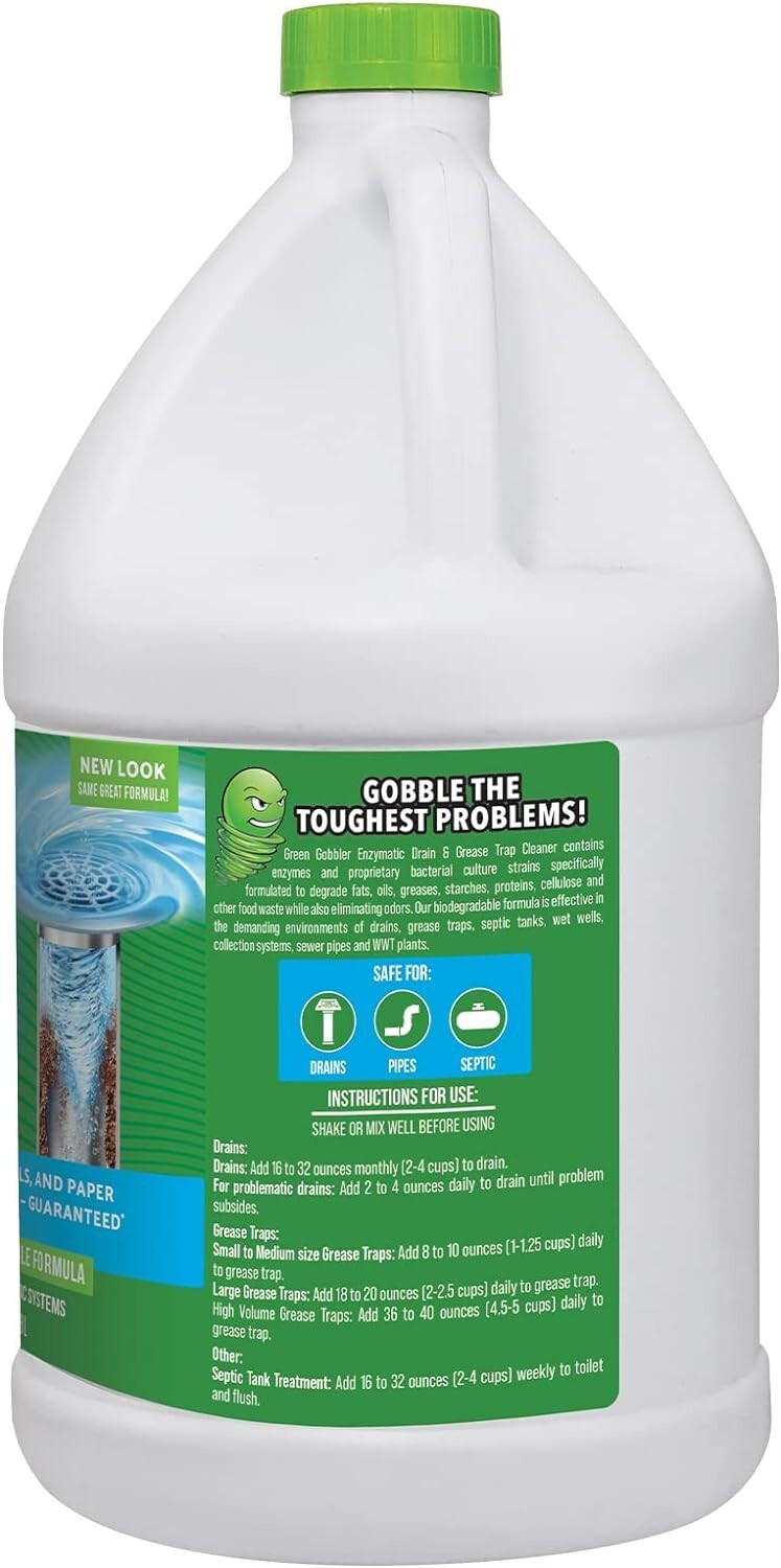 Enzyme Drain Cleaner – Controls Odors & Breaks Down Grease, Paper, Fat – 1 Ga…