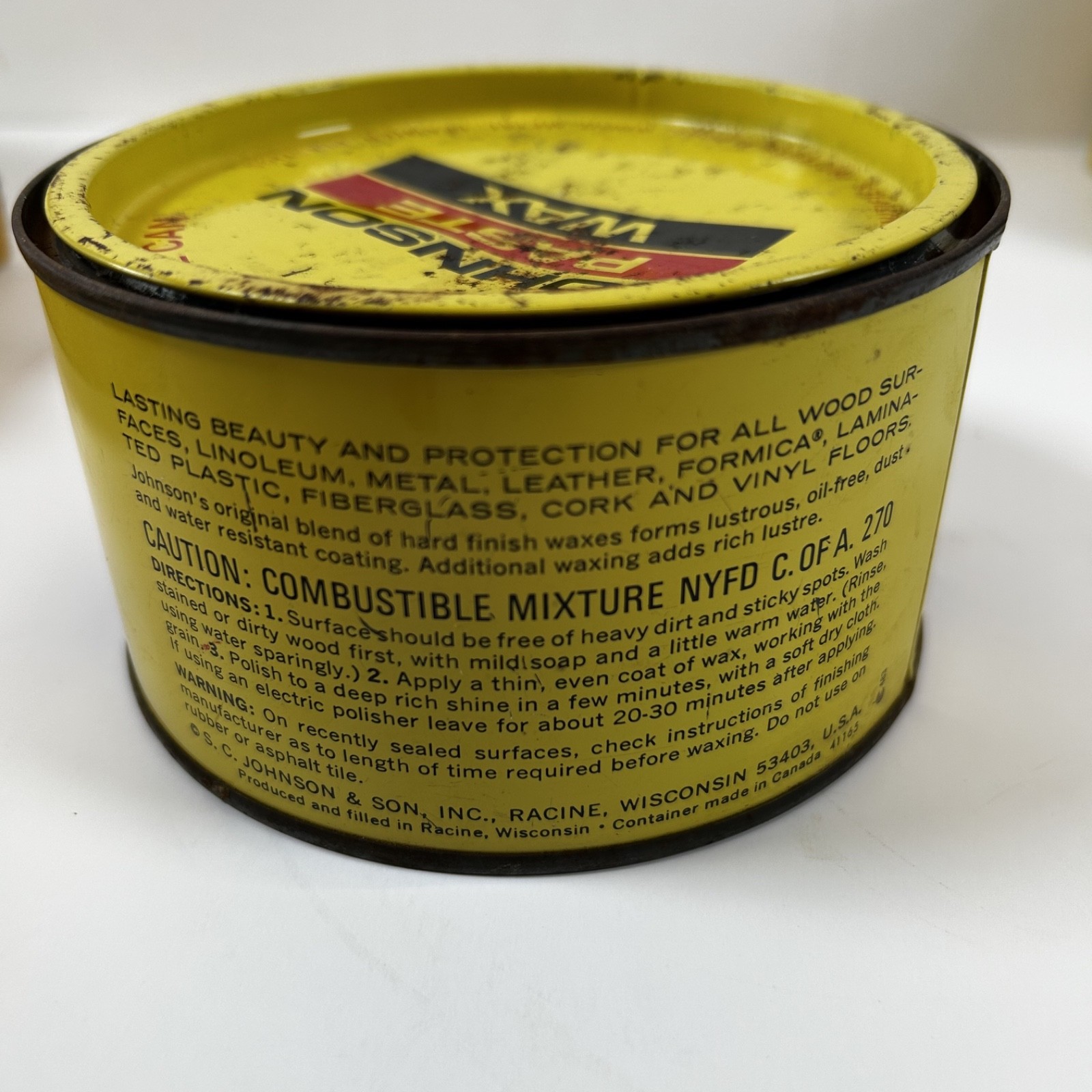 SC Johnson Paste Wax 16 Oz Original Formula Discontinued Approx 70% Full GUC HTF