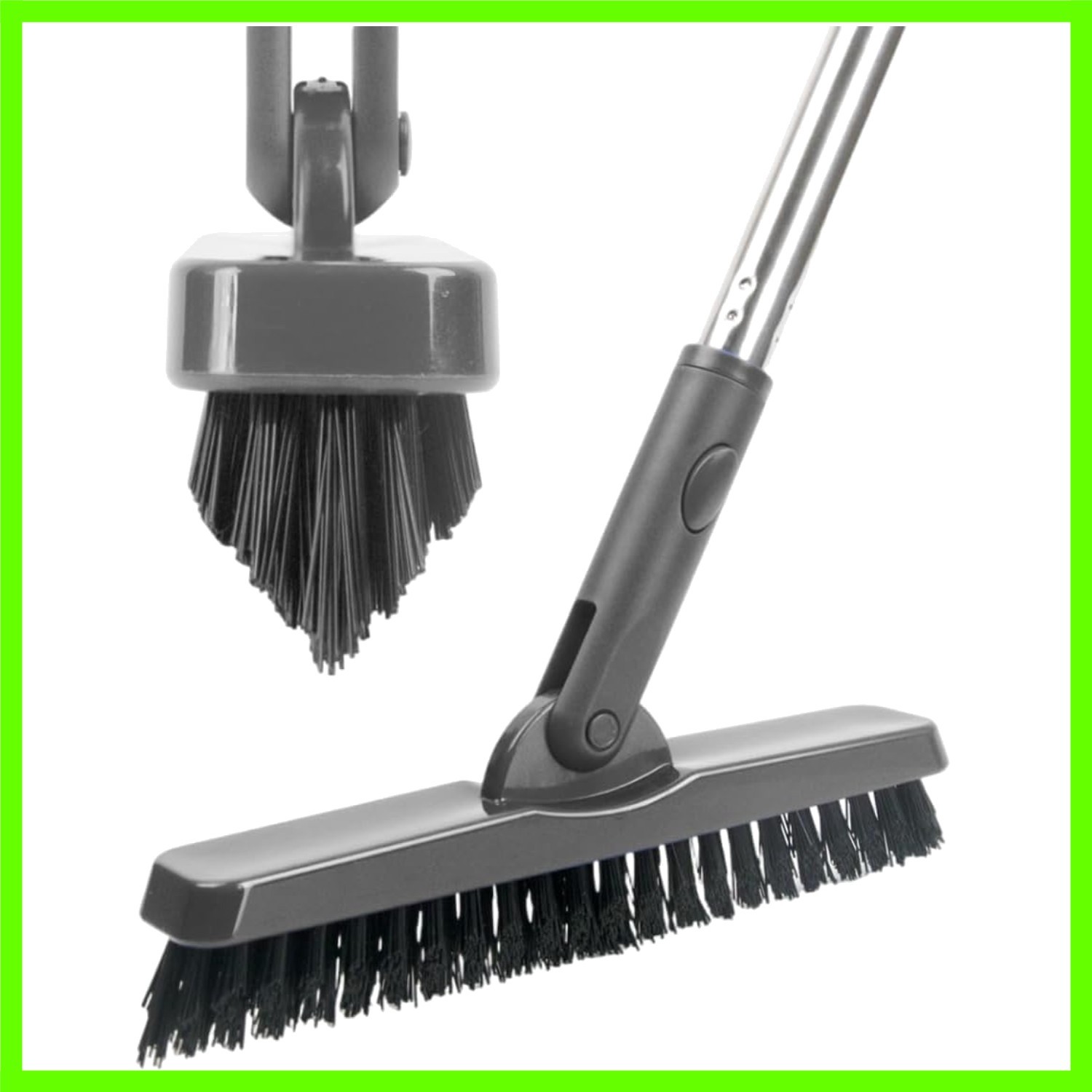 Grout Brush with Long Handle, 180°Rotation Tile Grout Cleaning Brush, Gray