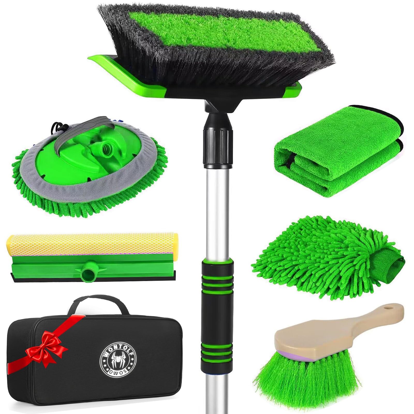 Car Wash Kit, 62” Car Wash Brush with Long Handle, Soft Bristle Scratch-Free…
