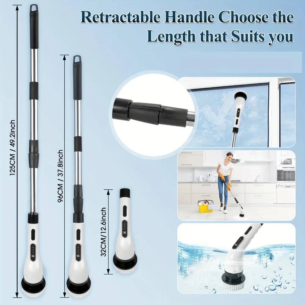 9-in-1 Electric Spin Scrubber Cordless Rechargeable Power Cleaning Brush Bathroo