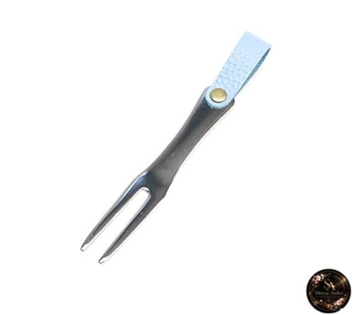 Green Fork with Genuine Leather Strap Sky Blue Golf Fork Stainless Steel Easy to